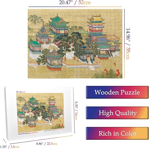 Miniatura 5 de Bristlegrass Rompecabezas de madera de 500 piezas, pintura china Zhang Zeduan, Qingming shanghe tu jardín real, regalos de pintura decorativa,