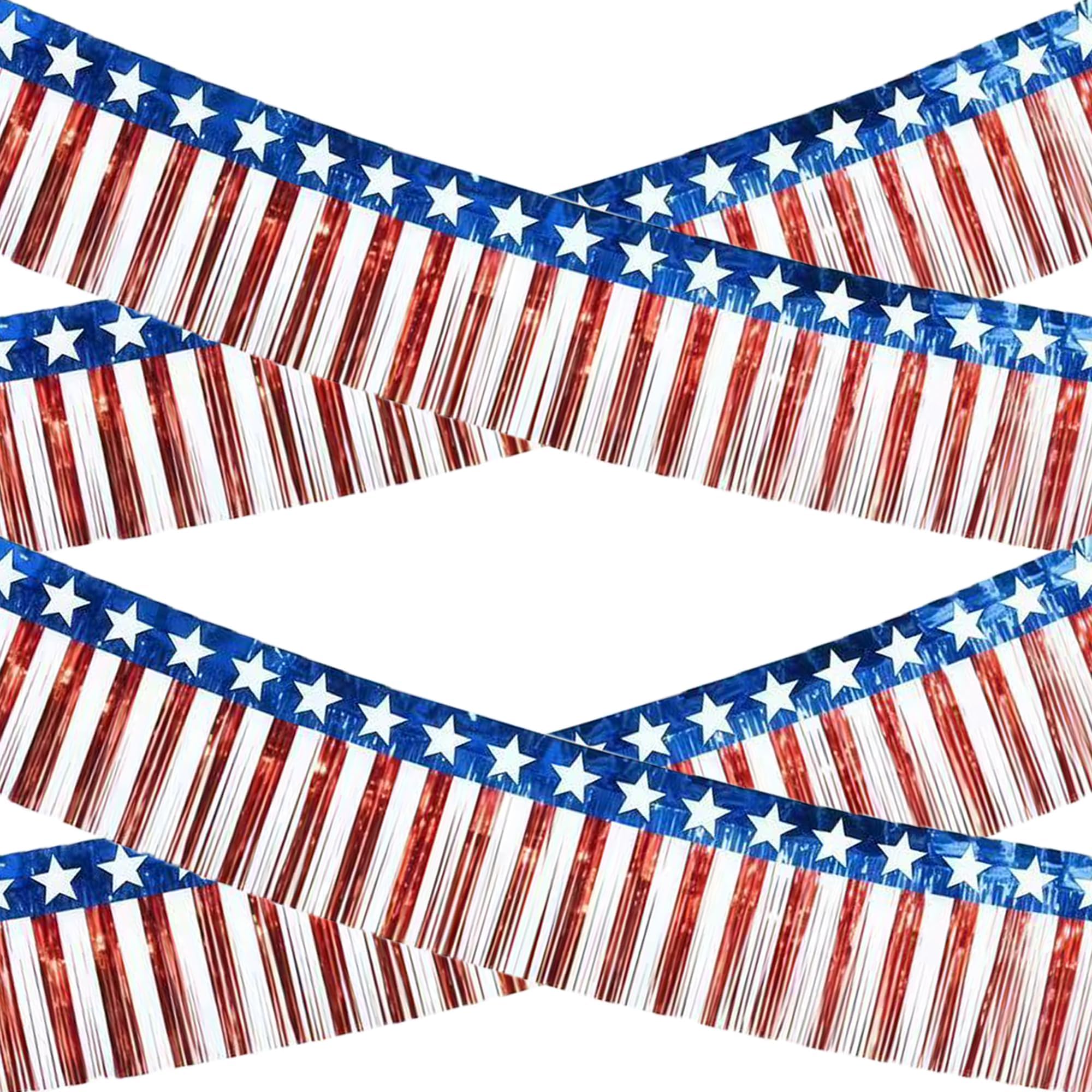 4th of July Decorations - 2 Pack Red White and Blue Streamer for 250th Anniversary America Merchandise | Fourth of July Accessories Party Favors for Outdoor Outside Home - Memorial Day Patriotic Flag Banner Decor,10 FT Red White Blue