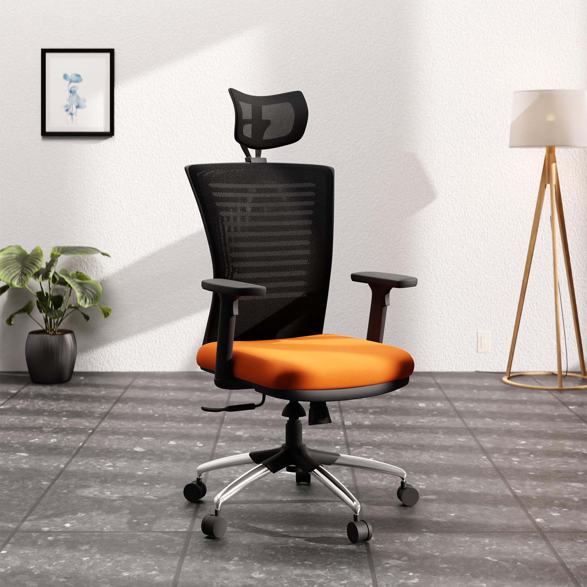 Green Soul Inspire Office Chair, High Back Mesh Ergonomic Home Office Desk Chair with 2D Adjustable Armrests, Tandem Lumbar Support, Synchro Multi-Tilt Lock Mechanism & Metal Base (Black Orange)
