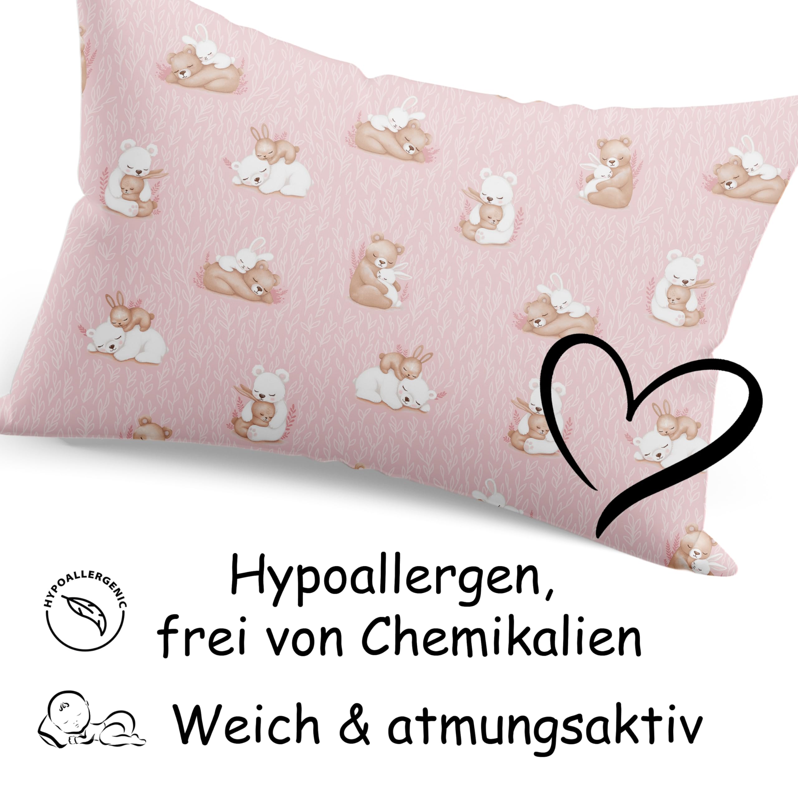 PinkZebra Funda de almohada de 30 x 50 cm, funda de almohada de 100% algodón, funda de almohada con certificado Öko-Tex Standard 100, funda con cremallera, fabricada en la UE, animales soñadores