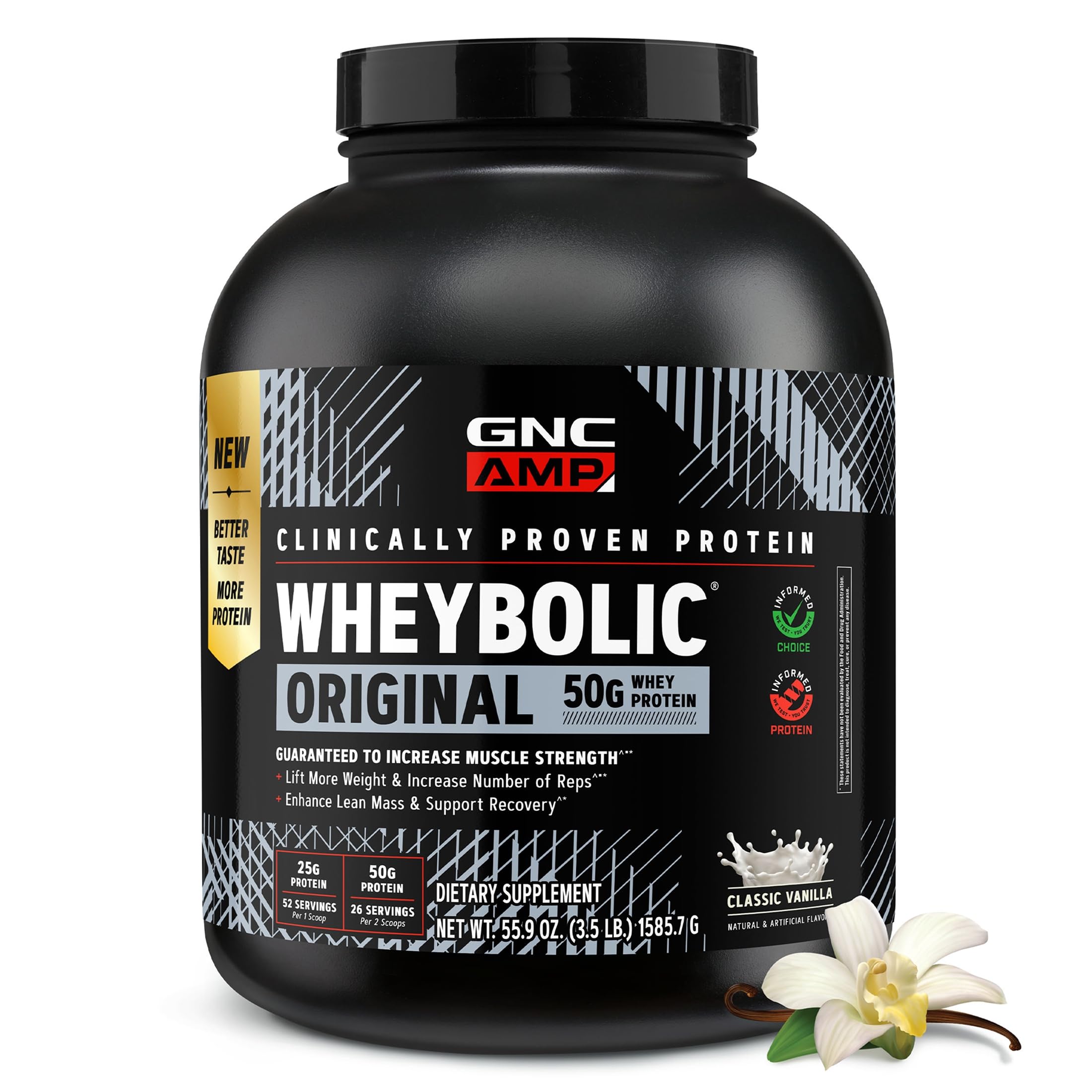 GNC AMP New Wheybolic, Classic Vanilla, 55.9 oz, 26 Servings Vanilla 3.49 Pound (Pack of 1)
