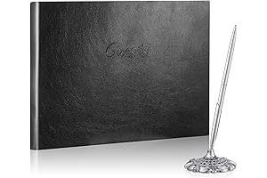 Gothic Leather Guest Book with Matching Pen Stand Set
