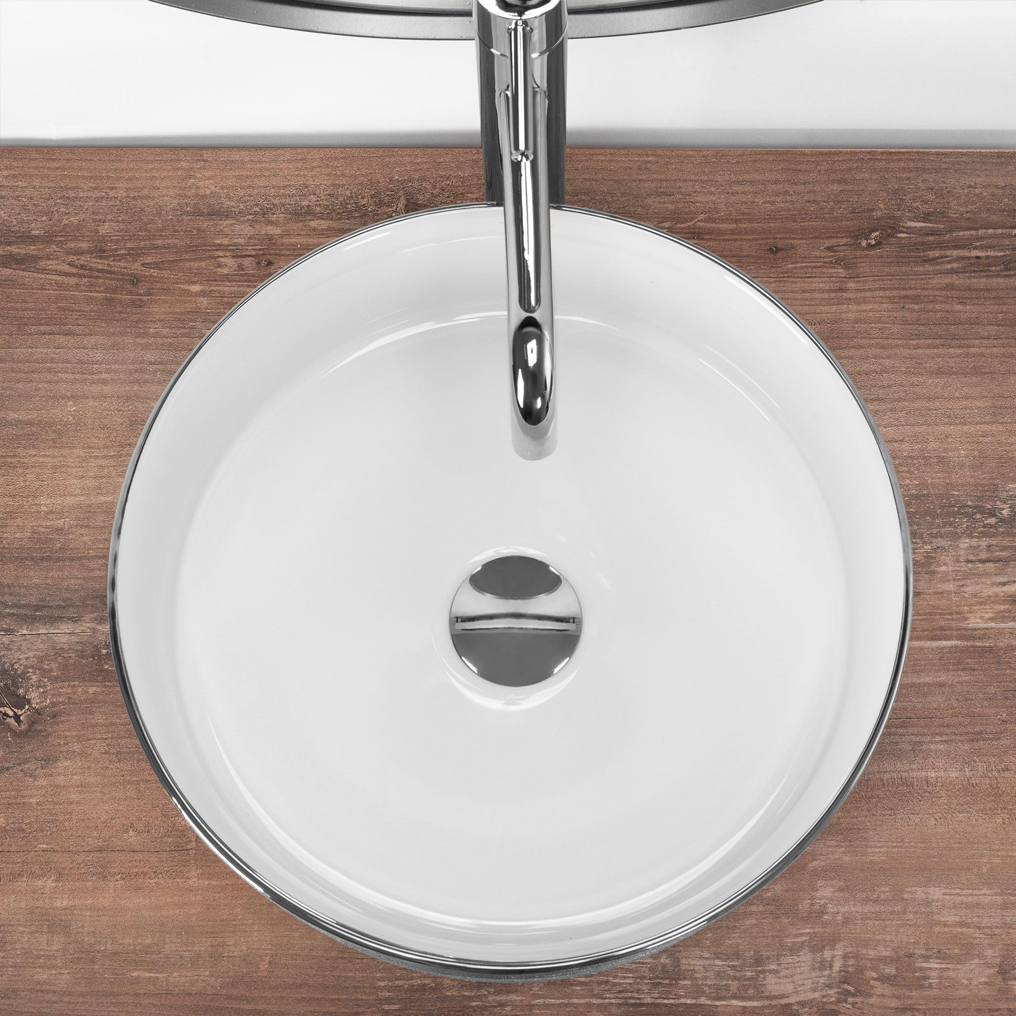 Rea - Lavabo Da Appoggio Sami Round White Grey, Moderno E Funzionale - 36X11,5X36cm