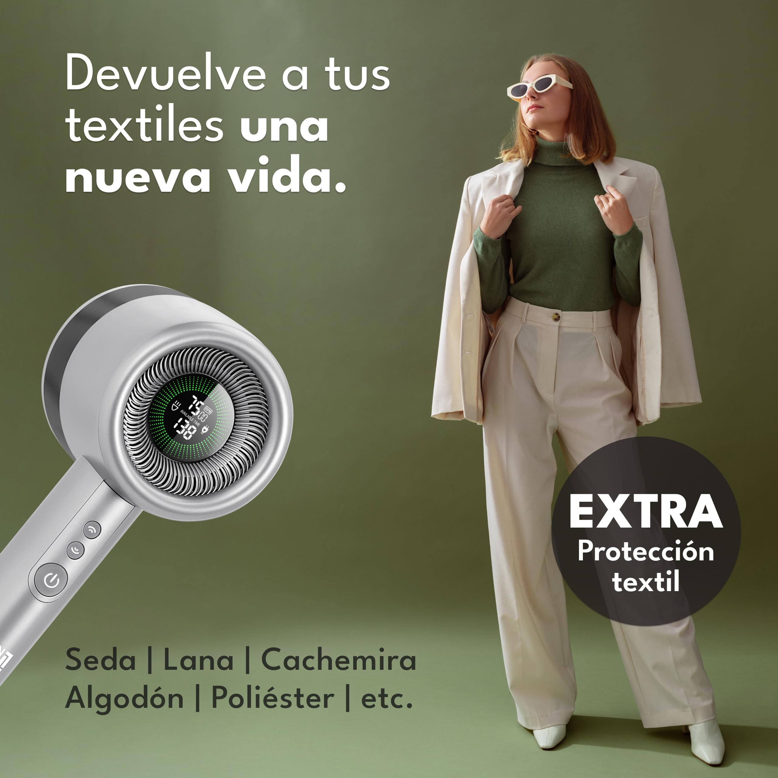 LEBENLANG Premium quitapelusas electrico Recargable 4000mAh - 5 Modos | 3,5h de autonomía I Incl. linterna & pantalla LED I Maquina quita pelusas para Quitar bolas de la ropa bolitas Pelusas lint
