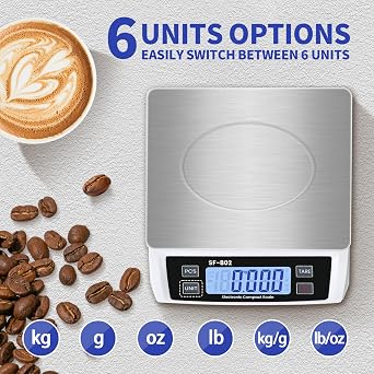 Large Digital kitchen scale 30kg/66lb Electronic Food Weighing Scales For Meal Prep Baking Cooking Meat Stainless Bread Scale With LCD Display Tare Function Accurate Counting Scale