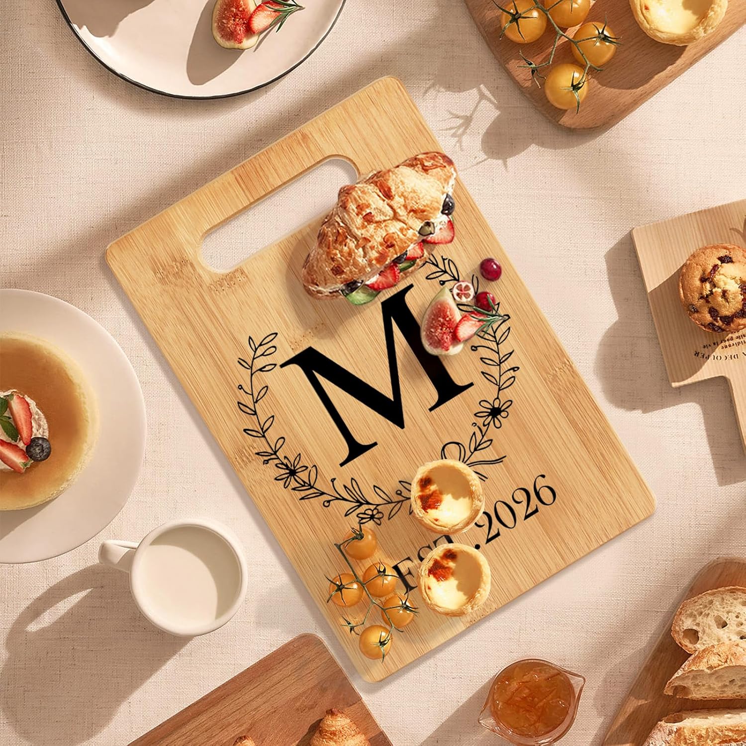 Personalized Cutting Board – Monogrammed Wedding Gifts for Couples Newlyweds 2026, New Home House Warming Birthday Gifts for Women Friend Sister, Anniversary Bridal Shower Engagement (Letter-M) - Image 6
