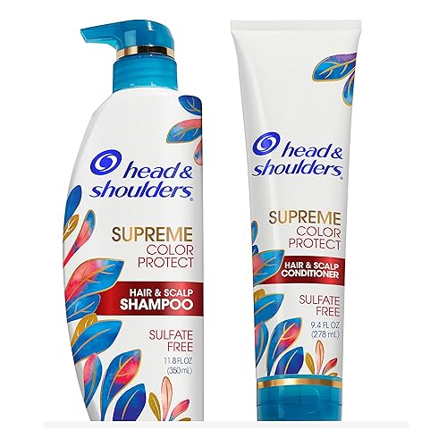 Head & Shoulders Champú y acondicionador para la caspa, Supreme Color Protect con aceite de argán y miel de manuka, 11.8 onzas, 9.4 onzas