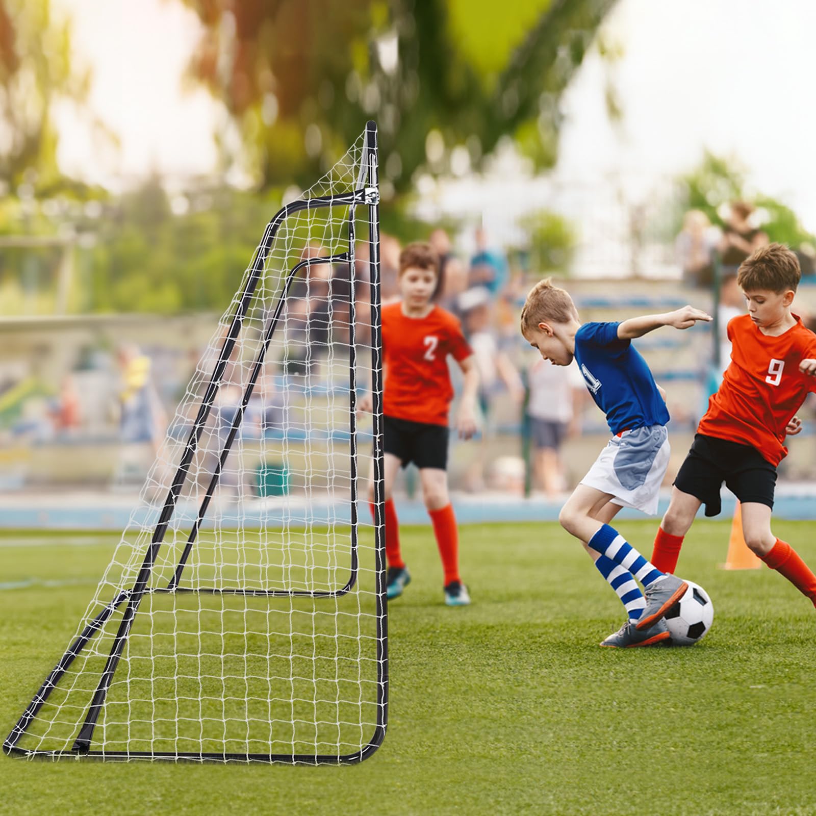 LALAHO But de Foot Cage de Foot pour Enfants 240x150x90 cm Cadre Robuste en Acier Galvanisé