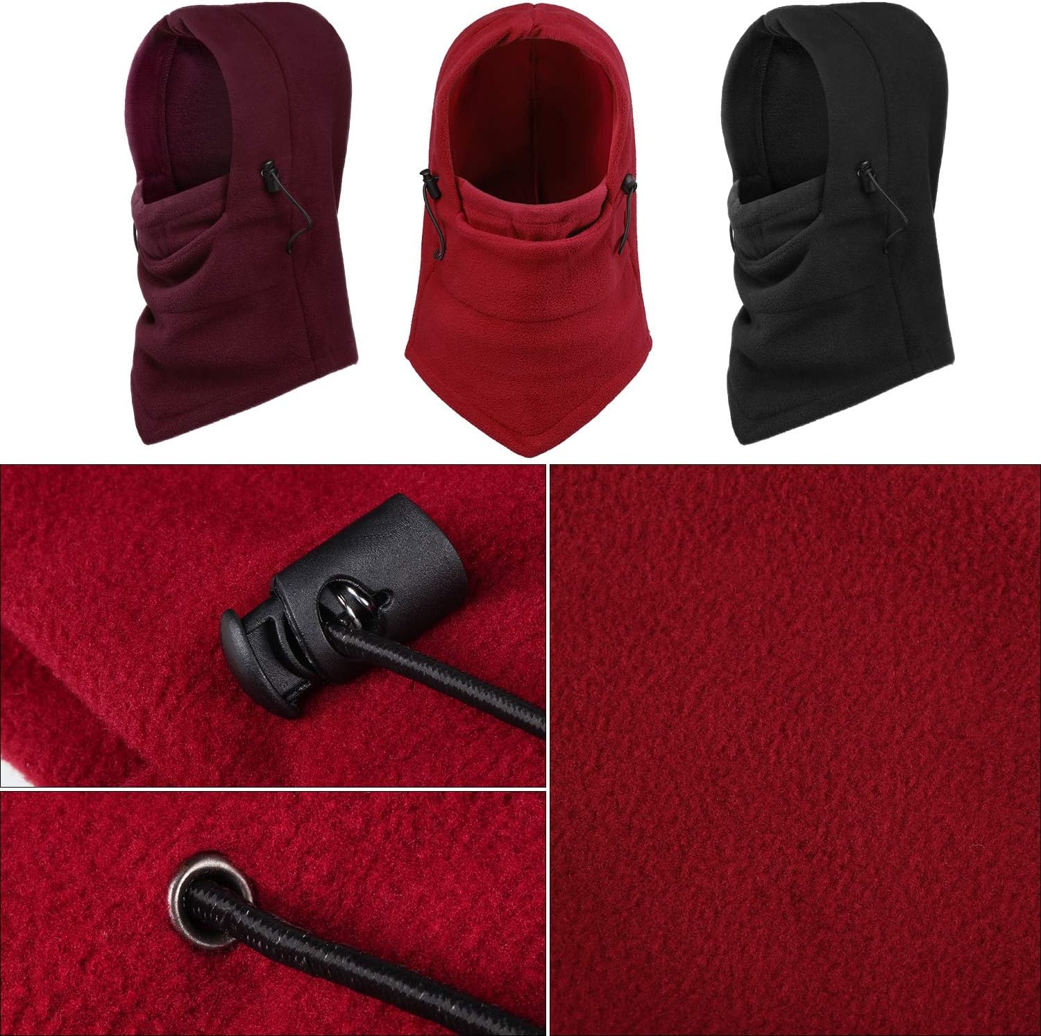 Blulu 3 Pieces Winter Balaclava Ski Mask for Men Women Fleece Thermal Balaclava Face Mask Tactical Heavyweight Balaclava - Image 2