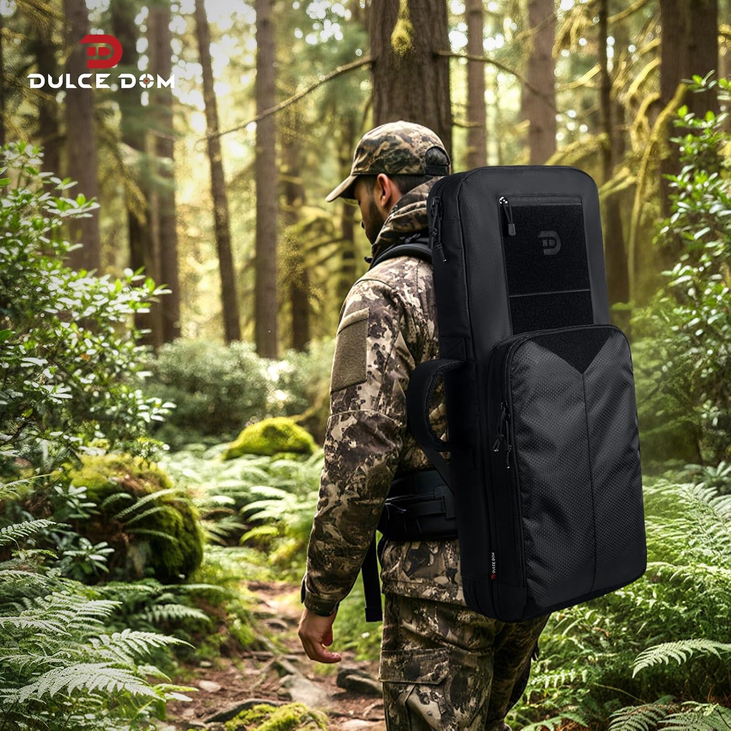 DULCE DOM 30'' Tactical Backpack Double Rifle Case, Large Capacity Gun Bag with Lockable Zippers & Hideable Straps, Covert Firearm Transportation for Range, Hunting, Survival, Truck Storage