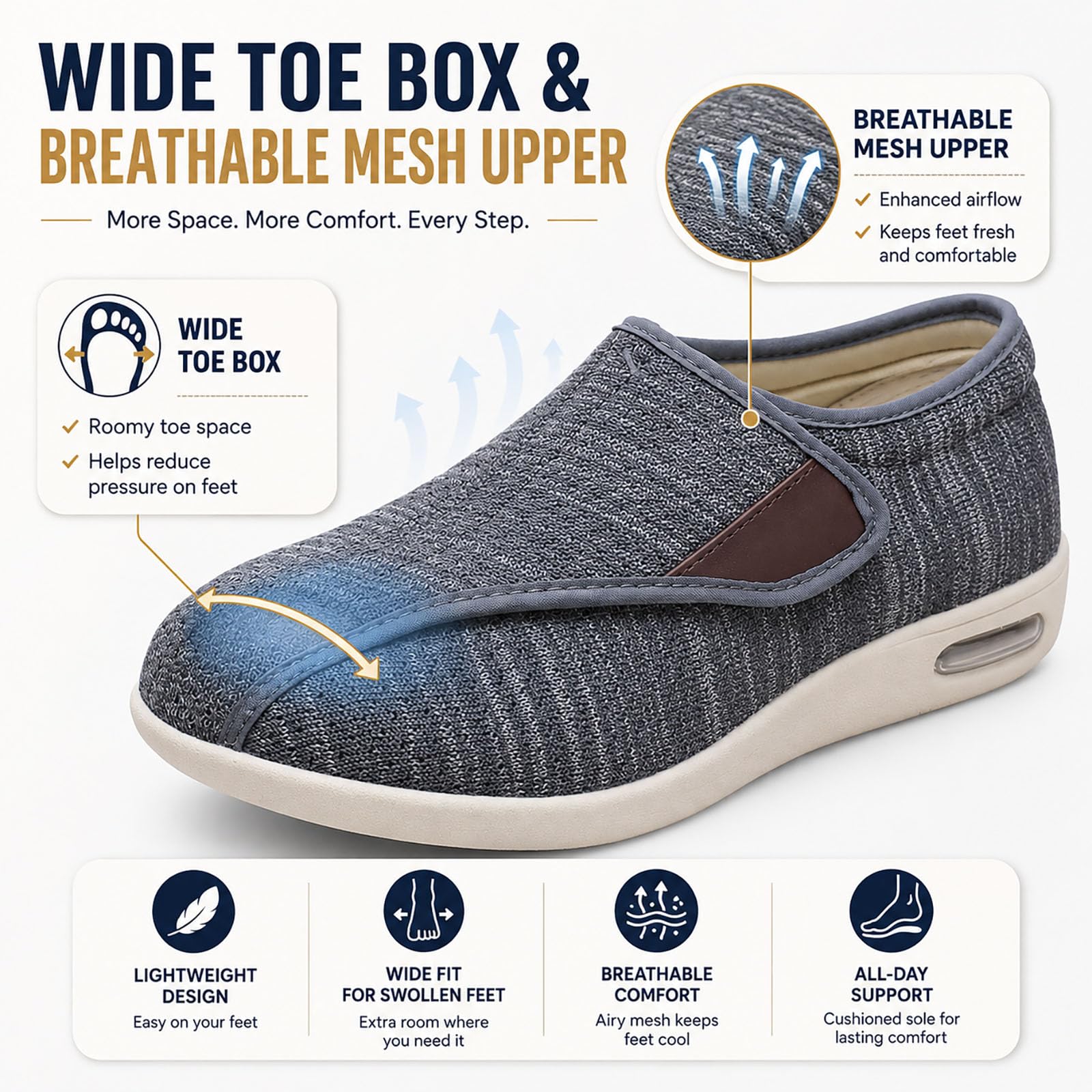 Genérico Zapatos Ortopédicos y Diabéticos para Mayores