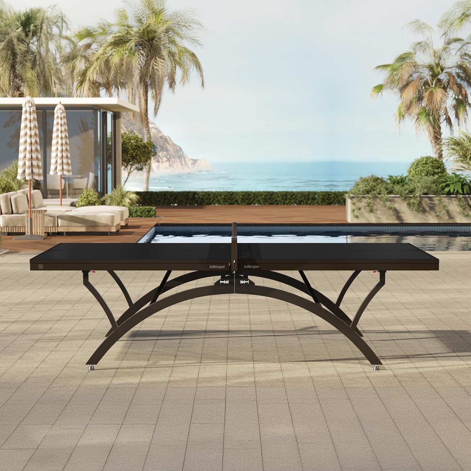 Killerspin SVR BlackWing-O - Ping Pong Table, Stationary Table for Table Tennis, Ping Pong Table Set with Built-in Paddle and Ball Storage, 18mm MDF Board, Indoor/Outdoor Table Tennis Table Package.