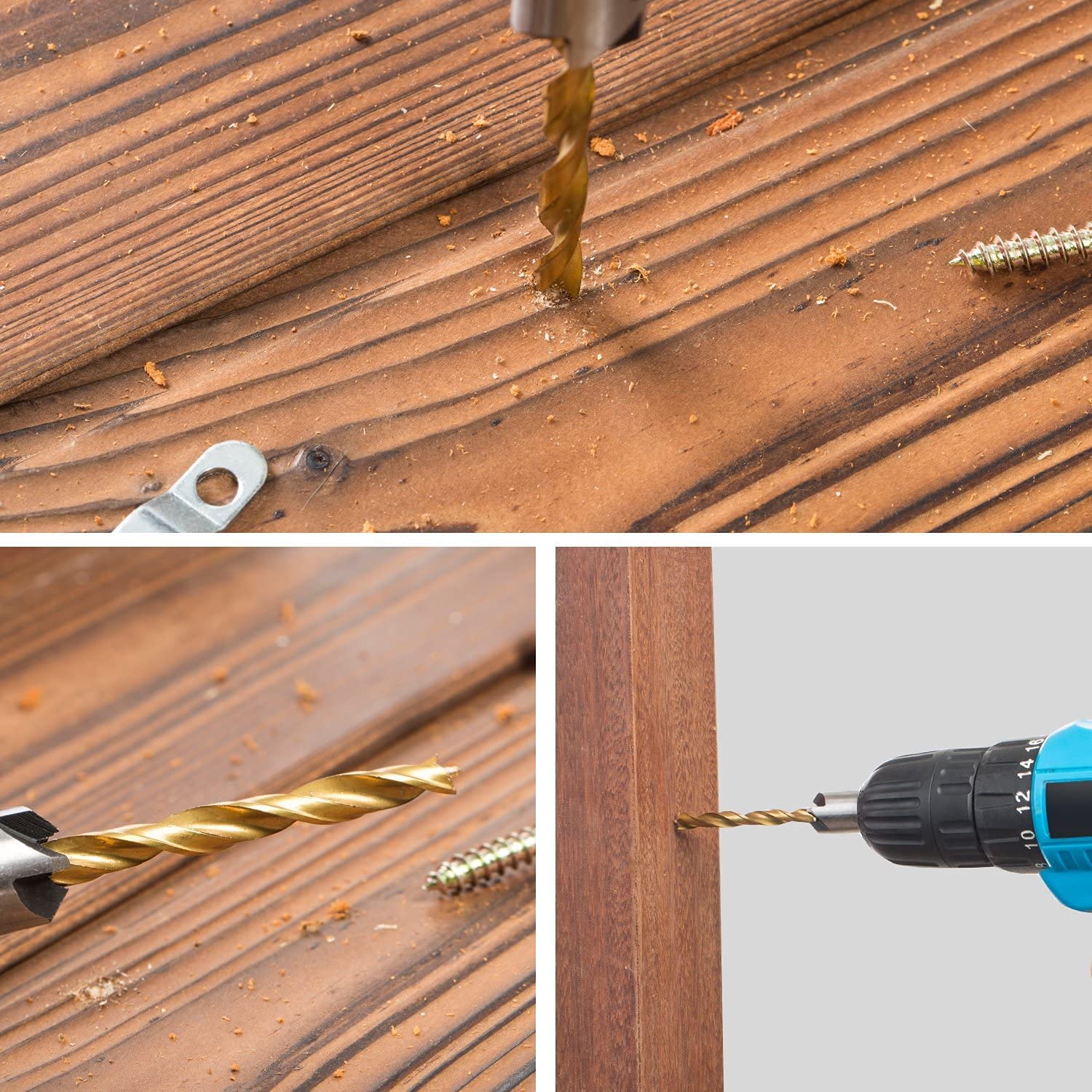 Bohrer mit Senker, Titanbeschichtete Senkkopfbohrer Holzbearbeitung Bohrlochsatz HSS Kernbohrer zum Fräsen der Holzbearbeitung mit Fasen Senkkopf(-10 mm (3/4/5/6/7/8 / 10mm))