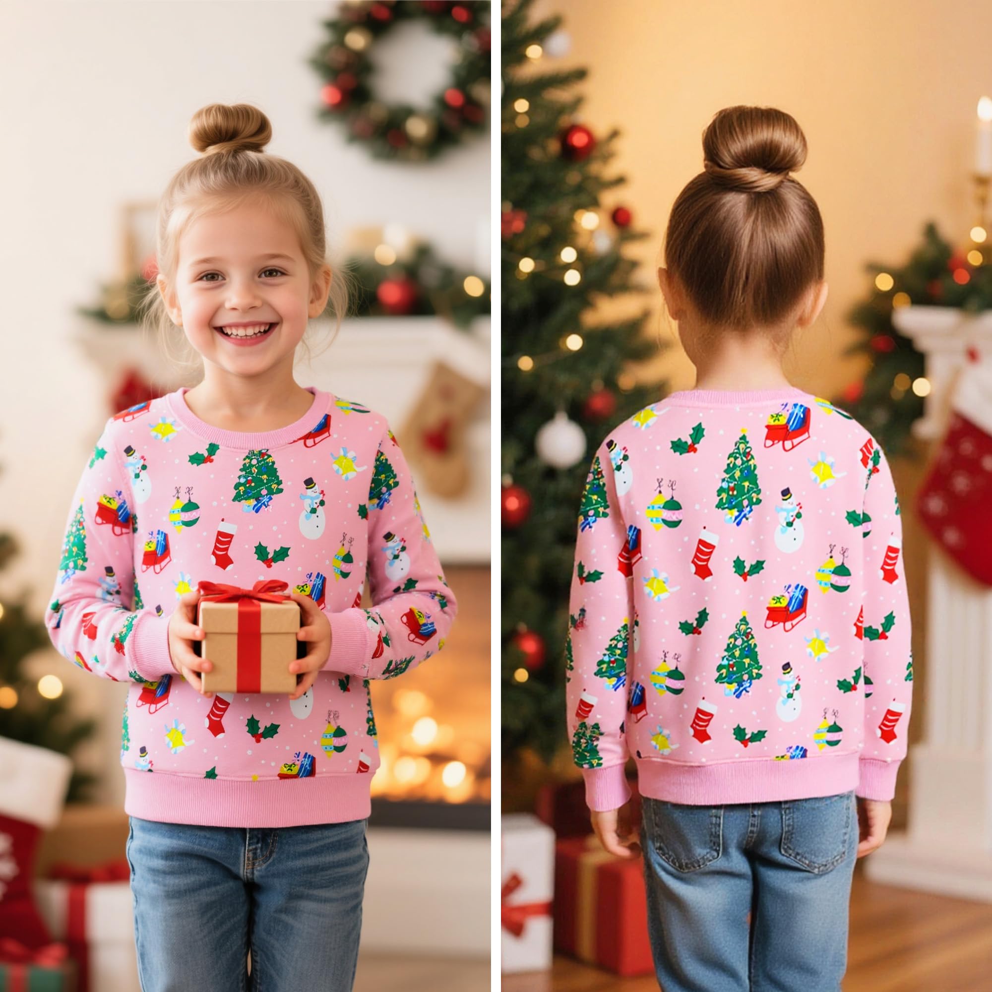 JinBei Camiseta Manga Larga Sudadera Cuello Redondo Unicornio Algodón Niña 2-7 años