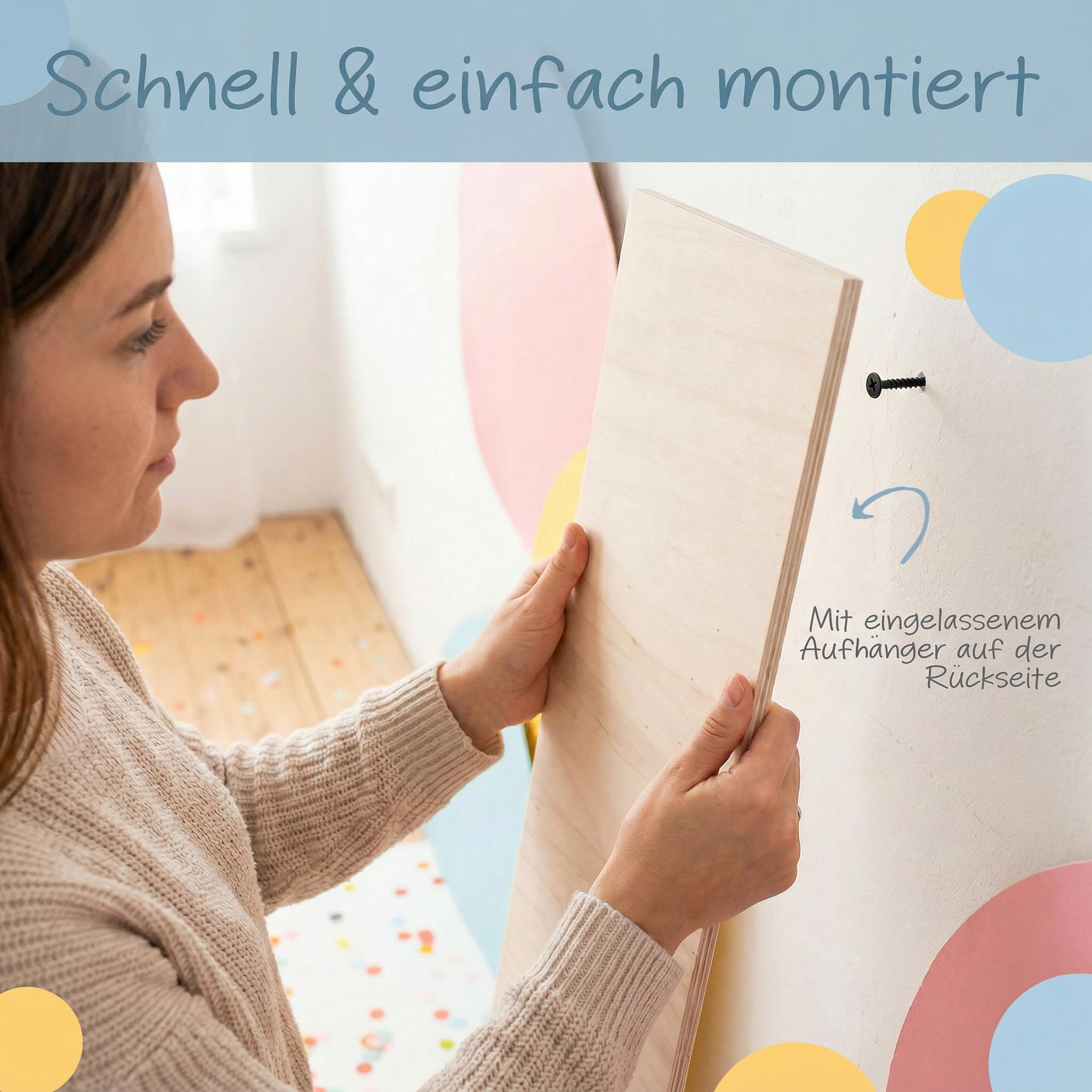 Bärenfreunde® - Personalisierte Messlatte Kind Holz zum Kleben oder Aufhängen - Skala 70-140cm - Süße Dekoration für Baby- & Kleinkinderzimmer (Kinder 70-140cm, Löwe)