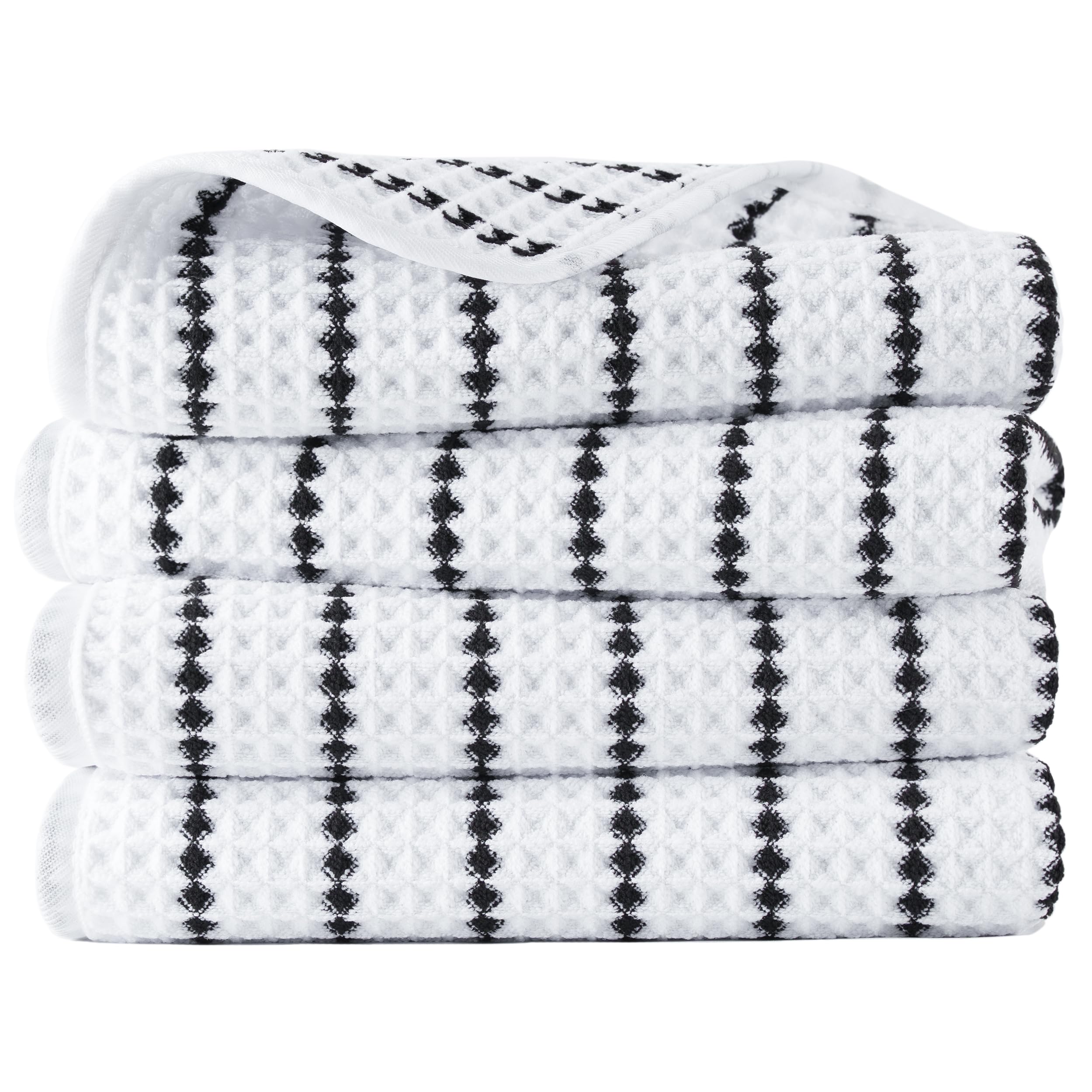 POLYTE 430 gsm Microfibre Lint Free Hand Towel, 40 x 76 cm, 4 Pack (Waffle Weave)