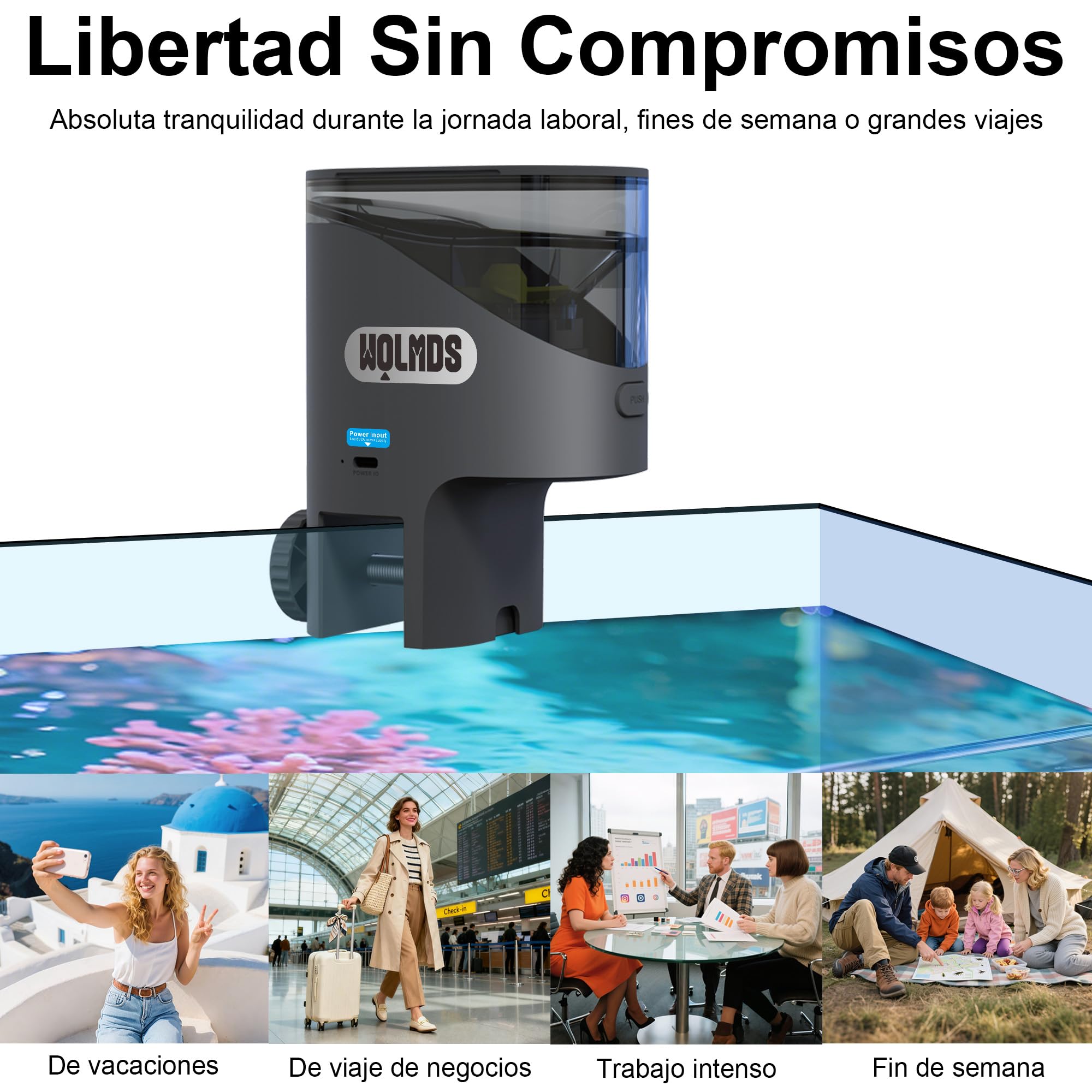 Alimentador Automático Peces WiFi con Cámara 2.5K HD Visión Nocturna, Dispensador Inteligente App, 0.2g/0.6g para Acuario, Anti-Humedad, Plan de Alimentación Personalizable (Gris Oscuro)