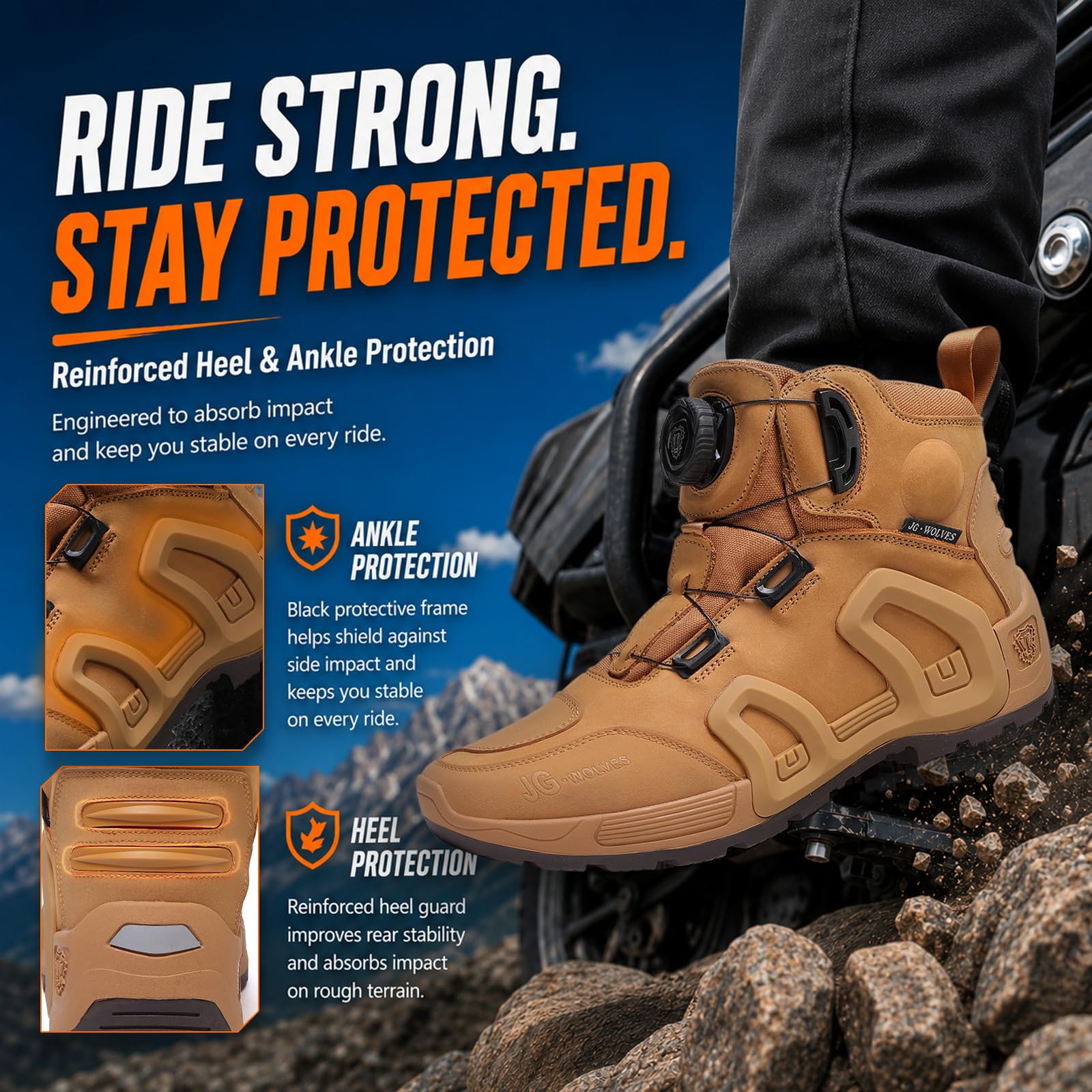 Scarpe da Moto Uomo Impermeabili Neri in Pelle con Protezione TPU