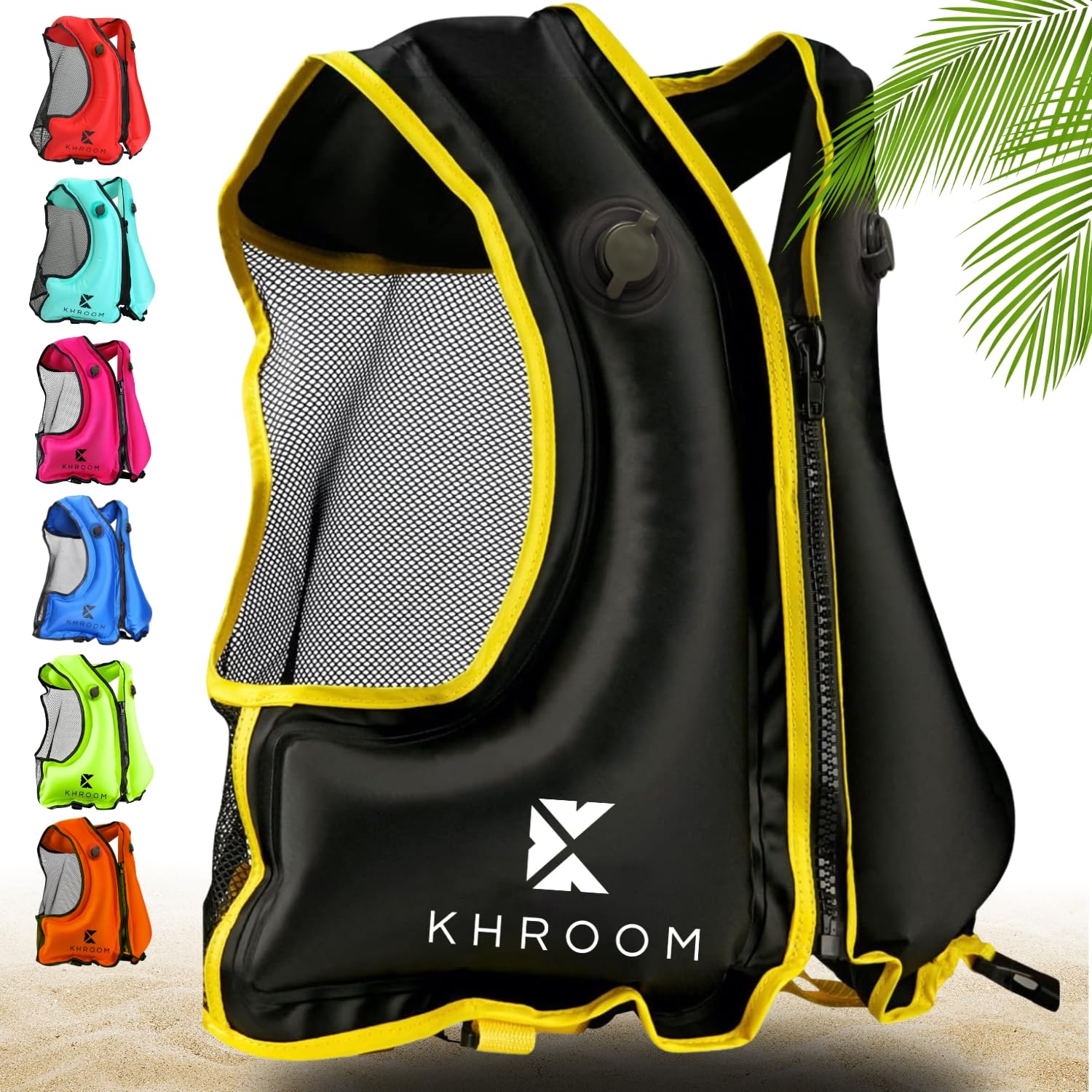 Khroom aufblasbare Schwimmweste Erwachsene nach neuester EU-Norm | 150-210 cm Körpergröße, bis 100 kg | Auftriebsweste Schnorchelweste ab Jugendliche | Schnorcheln, Kajakfahren und SUP (V2