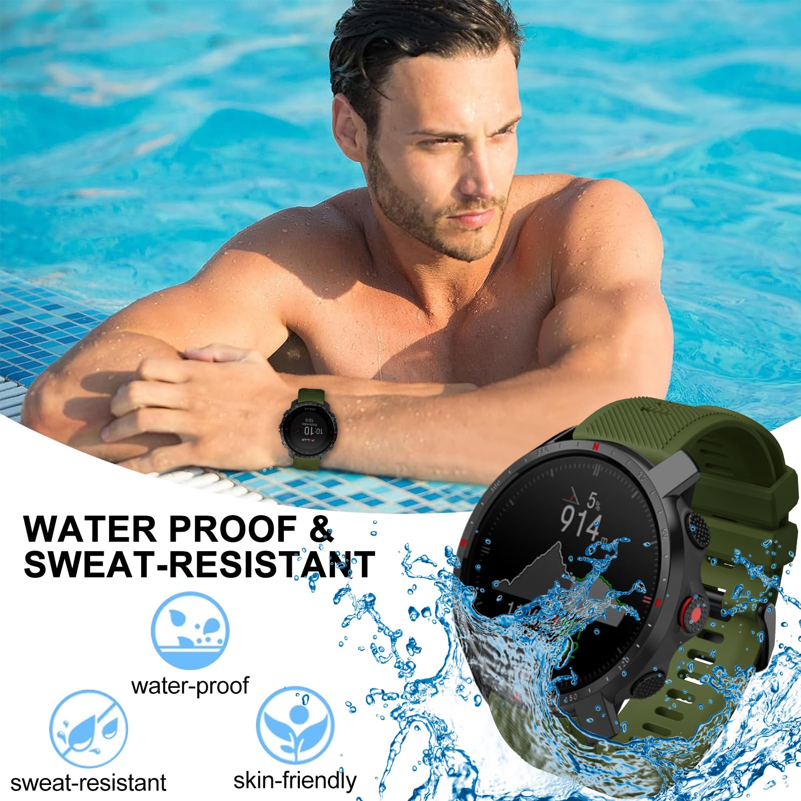 BOJYS Polar Silicone Strap, 22mm Soft Sport Replacement Wristband for Vantage M M2, Grit X, X Pro, X Pro Titan, Vantage V2 - Image 3