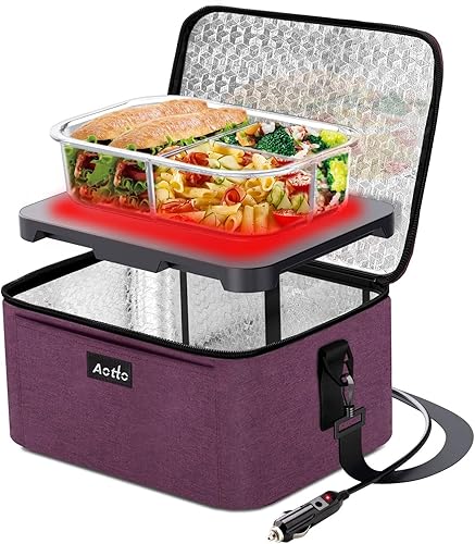 Aotto Fiambrera eléctrica portátil para horno, calentador de alimentos - 12 V24 V 2 en 1 calentador de alimentos para automóvil, fiambrera térmica
