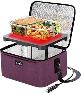 Aotto Portable Oven Electric Lunch Box Food Heater - 12V/24V 2-in-1 Car Food Warmer, Heated Lunch Box for Adults, Cook, Reheat, and Keep Meals Warm for Car, Truck, Travel - Deep Purple