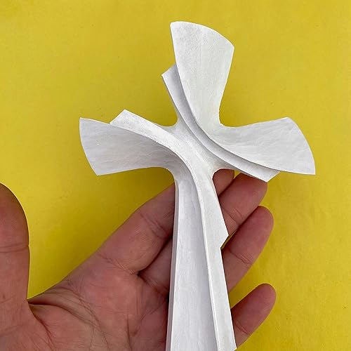 Miniatura 9 de Wooden Hand Carved Cross for Wall Decor, Large Crucifix Wall Art Handmade (7.87, Gold)