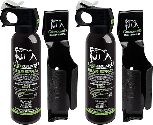 Spray de oso de máxima resistencia (paquete de 2) - Fórmula más fuerte permitida por la EPA, incluye (2) fundas Griz Guard