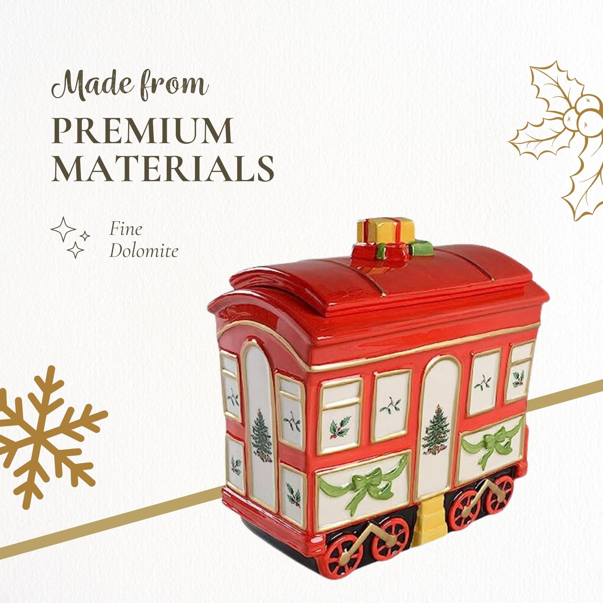 スポード　TRAIN STATION クッキージャー　陶器製 Amazon.com - Spode Christmas Tree Cookie Jar with Lid, 8.5
