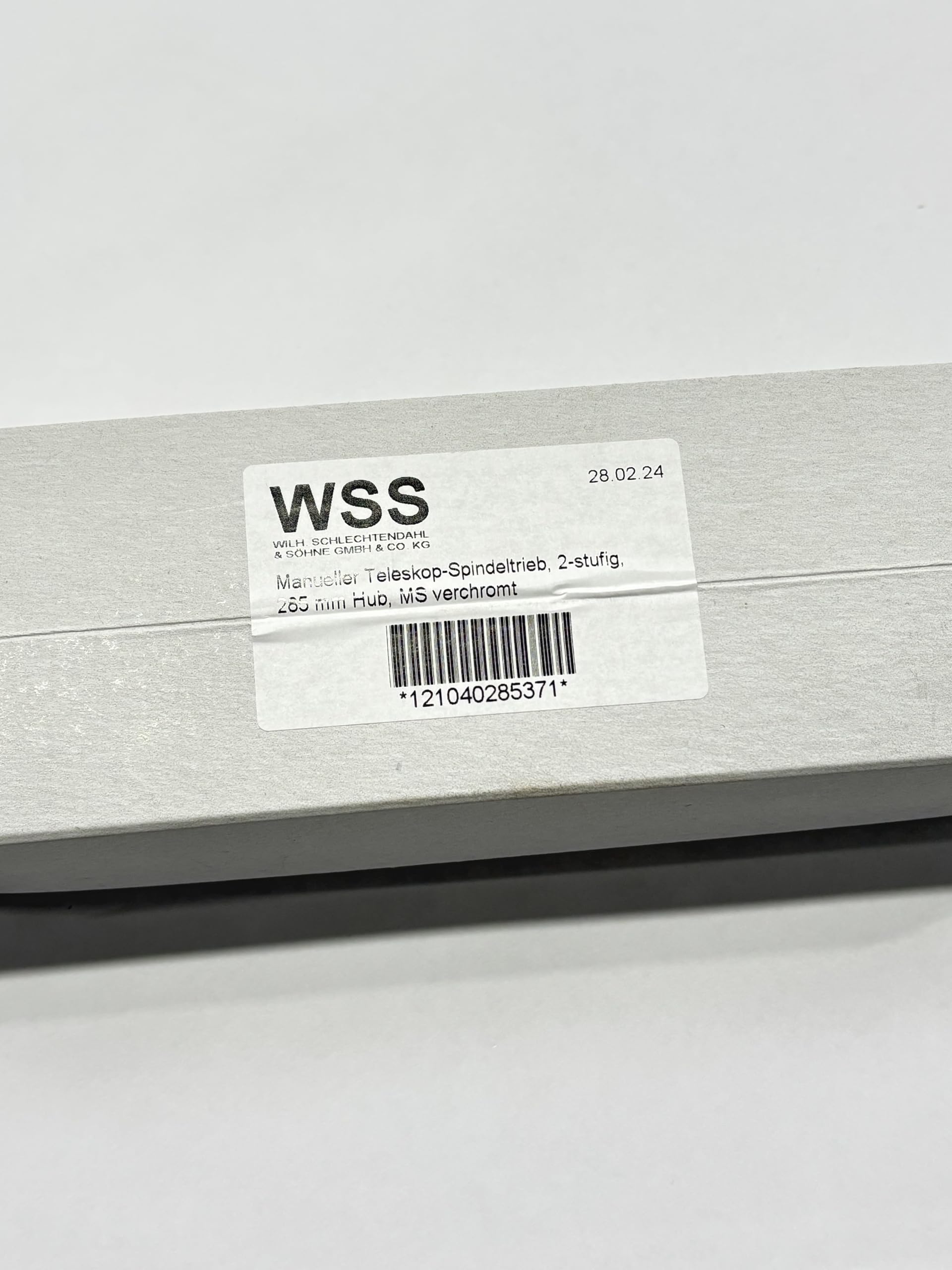 WSS Teleskopspindel manuell für Lichtkuppel und Dachfenster - Spindel mit 300 mm Hub - inklusive Halterung für Kranz und Lichtkuppel - chrom verzinkt grau silber