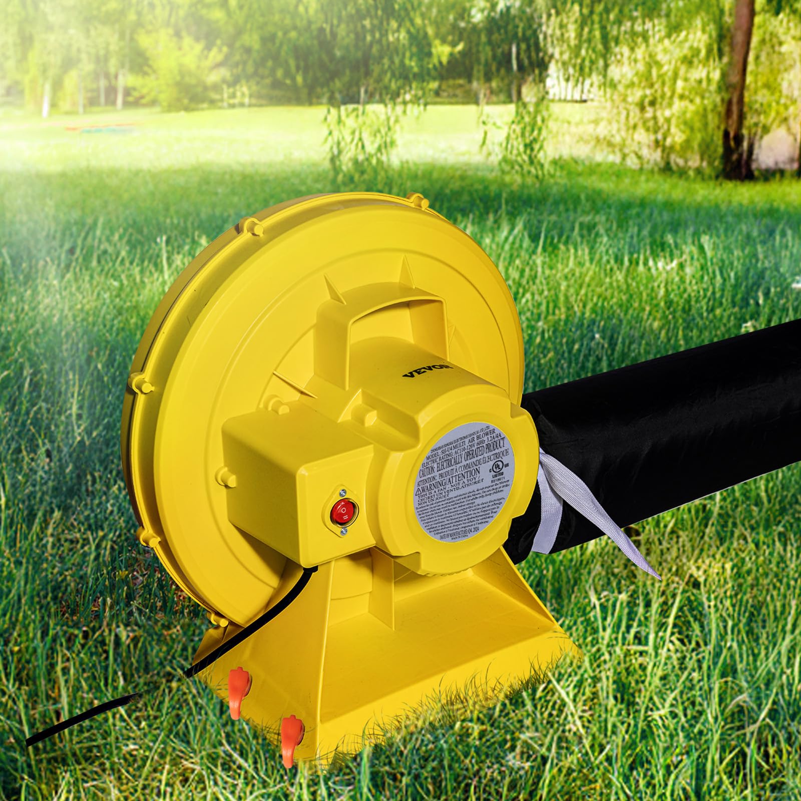 VEVOR Soplador de Aire para Castillos Inflables, 590 W y 690 W, 1,0 HP, Bomba Comercial, Ventilador Eléctrico 2750 RPM, Castillos Inflables, Toboganes de Agua, Amarillo, 360 x 230 x 370 mm