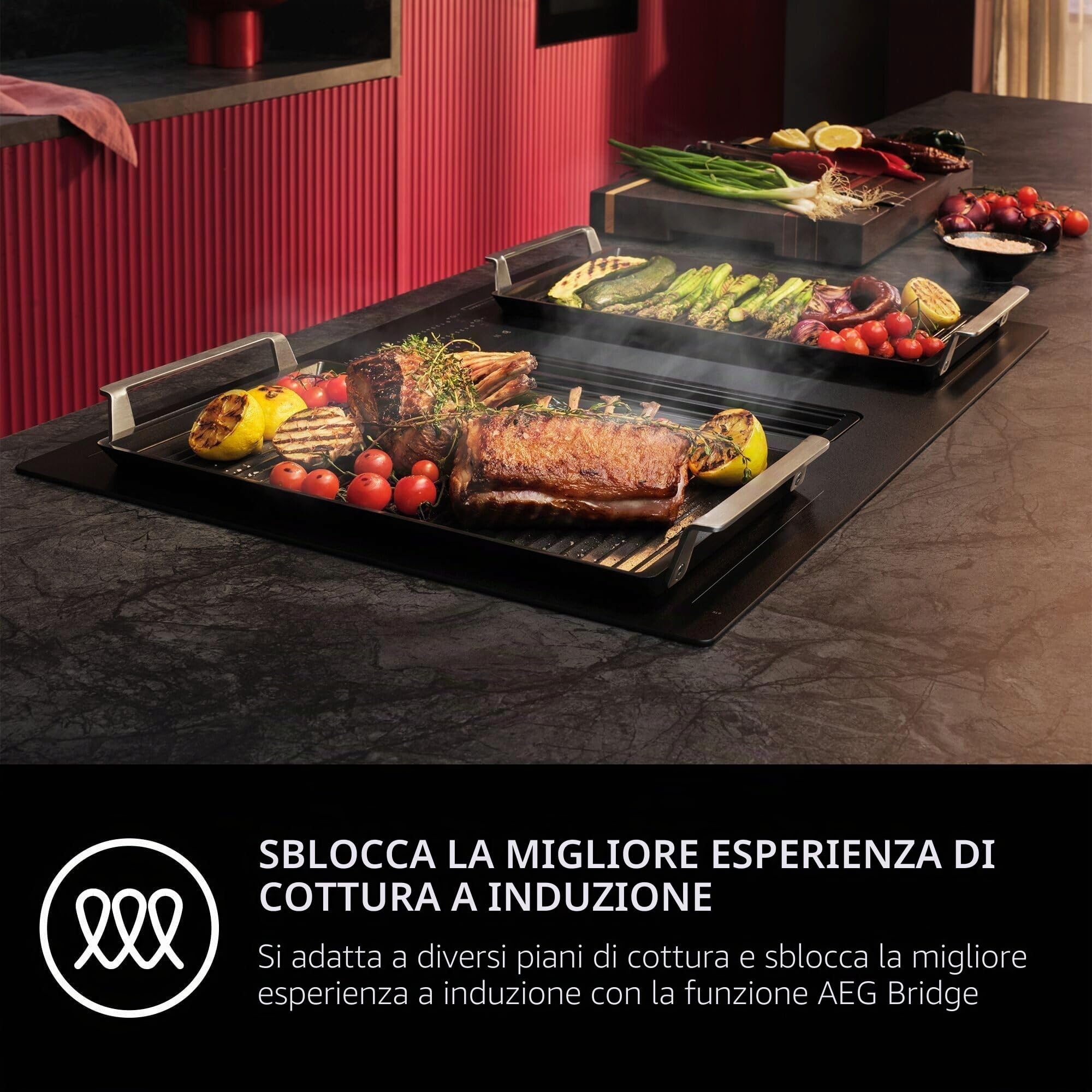 AEG A9HHPG11 Plancha Grill 2.0, rivestimento antiaderente in ceramica Easy2Clean, distribuzione ottimale del calore, per forno e piano cottura