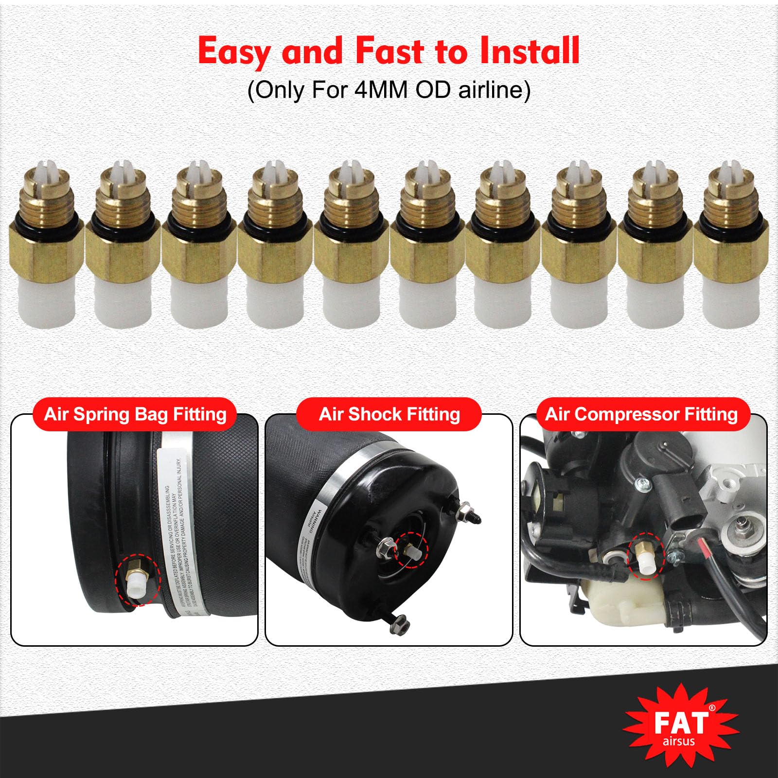 THua Store Kit De Réparation De Suspension D'air 10 Pièces Connecteur De Tube D'air