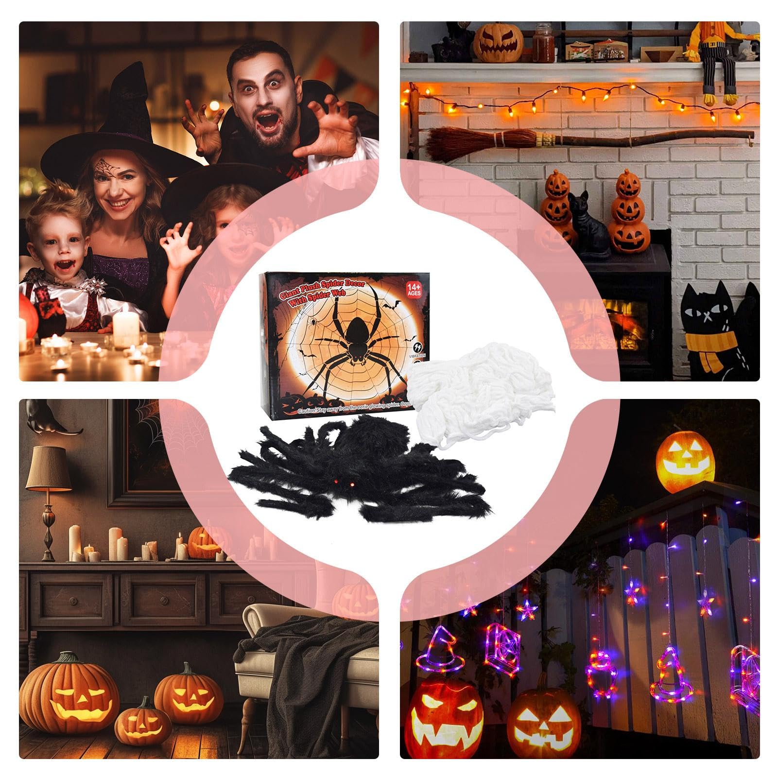 Grande ragnatela decorazioni di Halloween | Controllo vocale