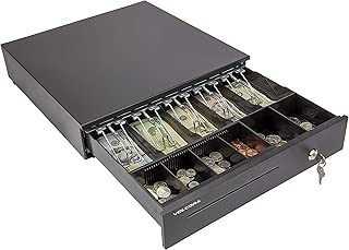 Cash Register Drawer for Point of Sale (POS) System with 5 Bill 6 Coin Cash Tray, Removable Coin Compartment, 24V, RJ11/RJ12 Key-Lock, Media Slot, Black - coolthings.us