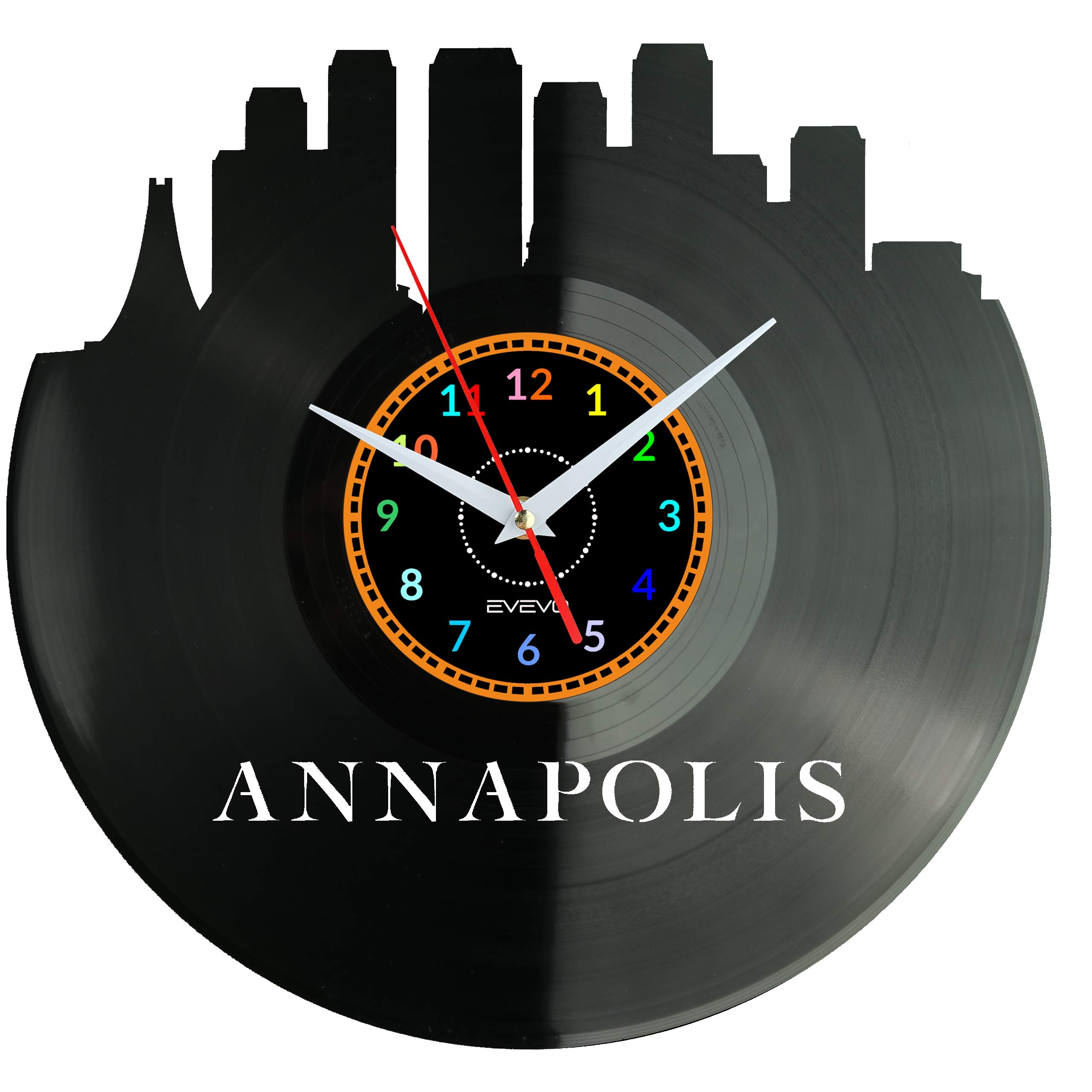 Plaque Vinyle Horloge Annapolis pour Salon et Bureau Moderne W1157