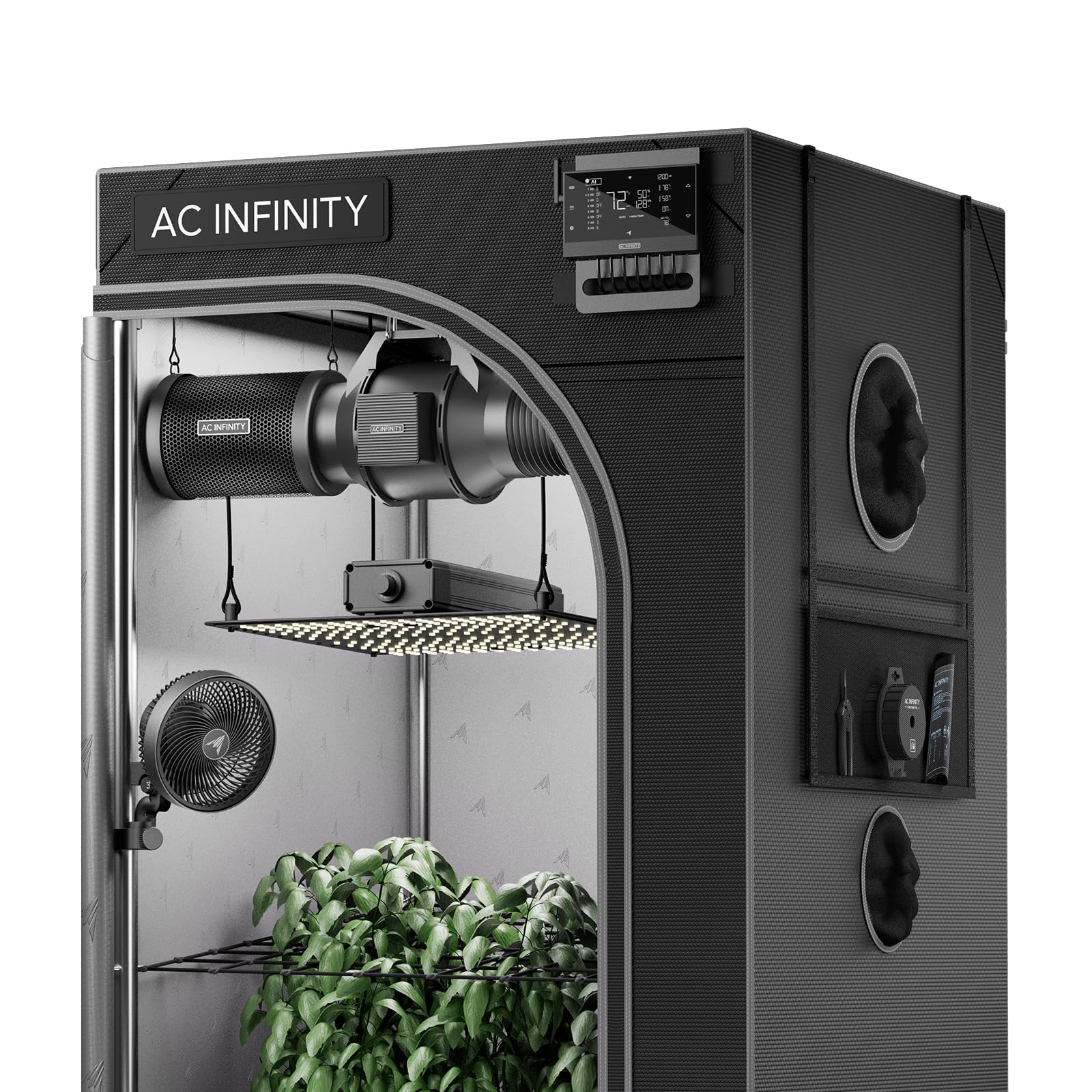 AC Infinity Advance Grow System 3x3, 3-Plant Kit, WiFi-Integrated Grow Tent Kit, Automate Ventilation, Circulation, Schedule Full Spectrum Samsung LM301H LED Grow Light, 2000D Mylar Tent: 24” x 24” x 48”