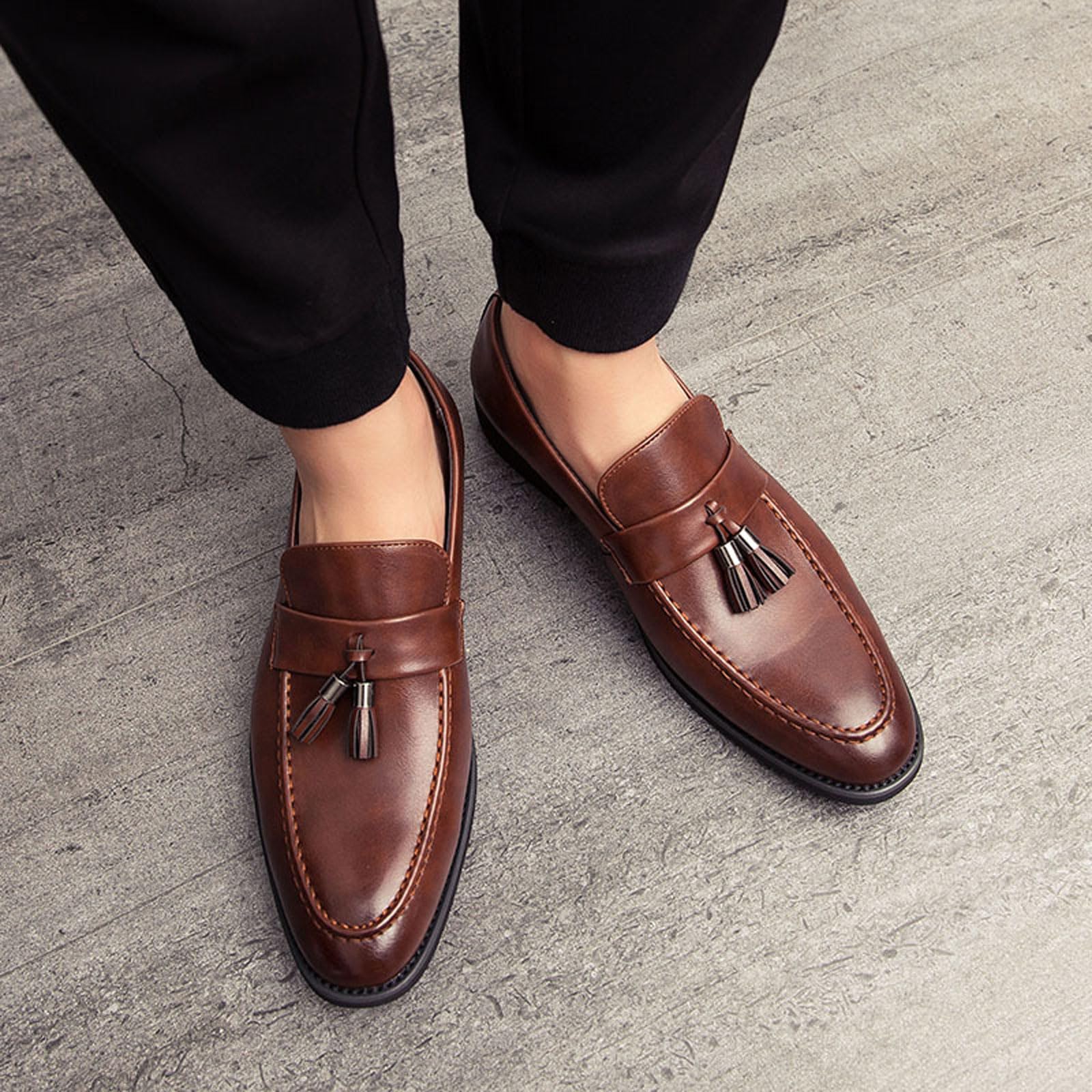 Mocasín Hombre con Adorno De Borlas Calzado Sin Cordones para Business Casual