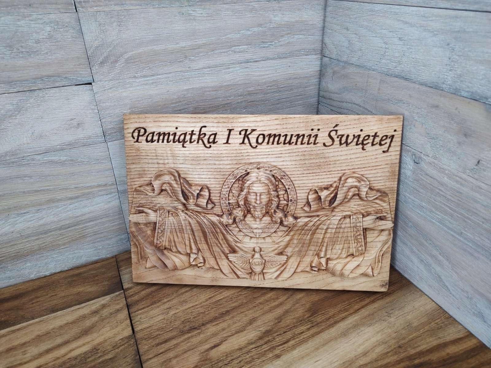 Cadeau en Bois Jésus IHS de Communion aux Finitions Nobles