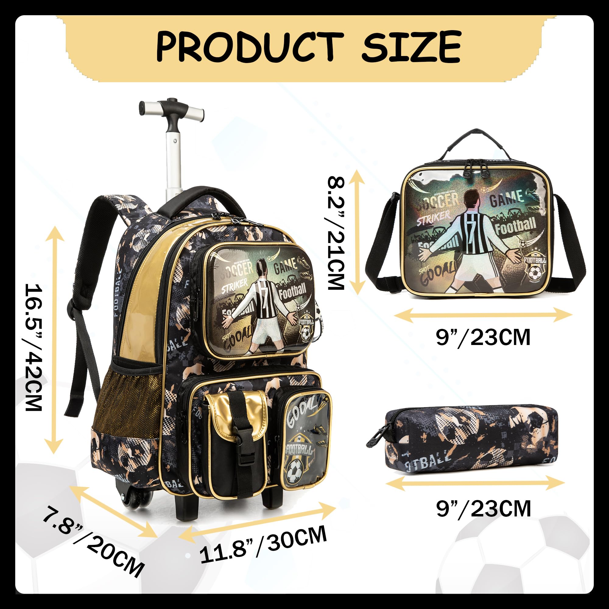 HTgroce Zaino Trolley Scuola 3 in 1 Kit da Viaggio Scolastico per Ragazzi