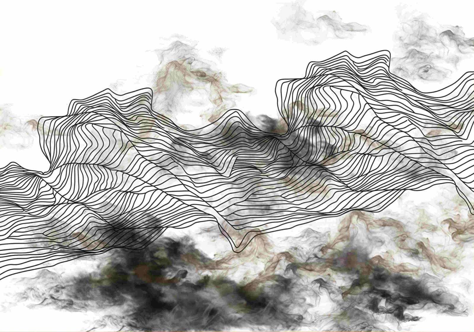 Papier peint géométrique 3D salon tapisserie murale lignes d'eau