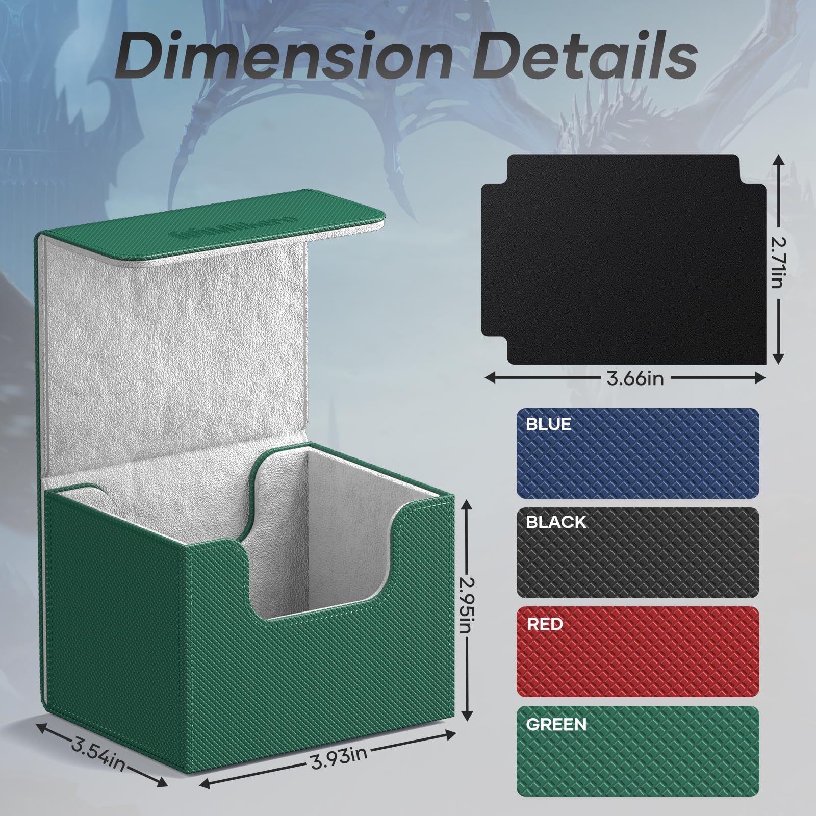Mlikero Caja de cartas, caja de mazo Commander con capacidad para más de 100 tarjetas de doble manga con divisor, caja de tarjetas de cierre magnético de cuero para MTG, TCG (verde)