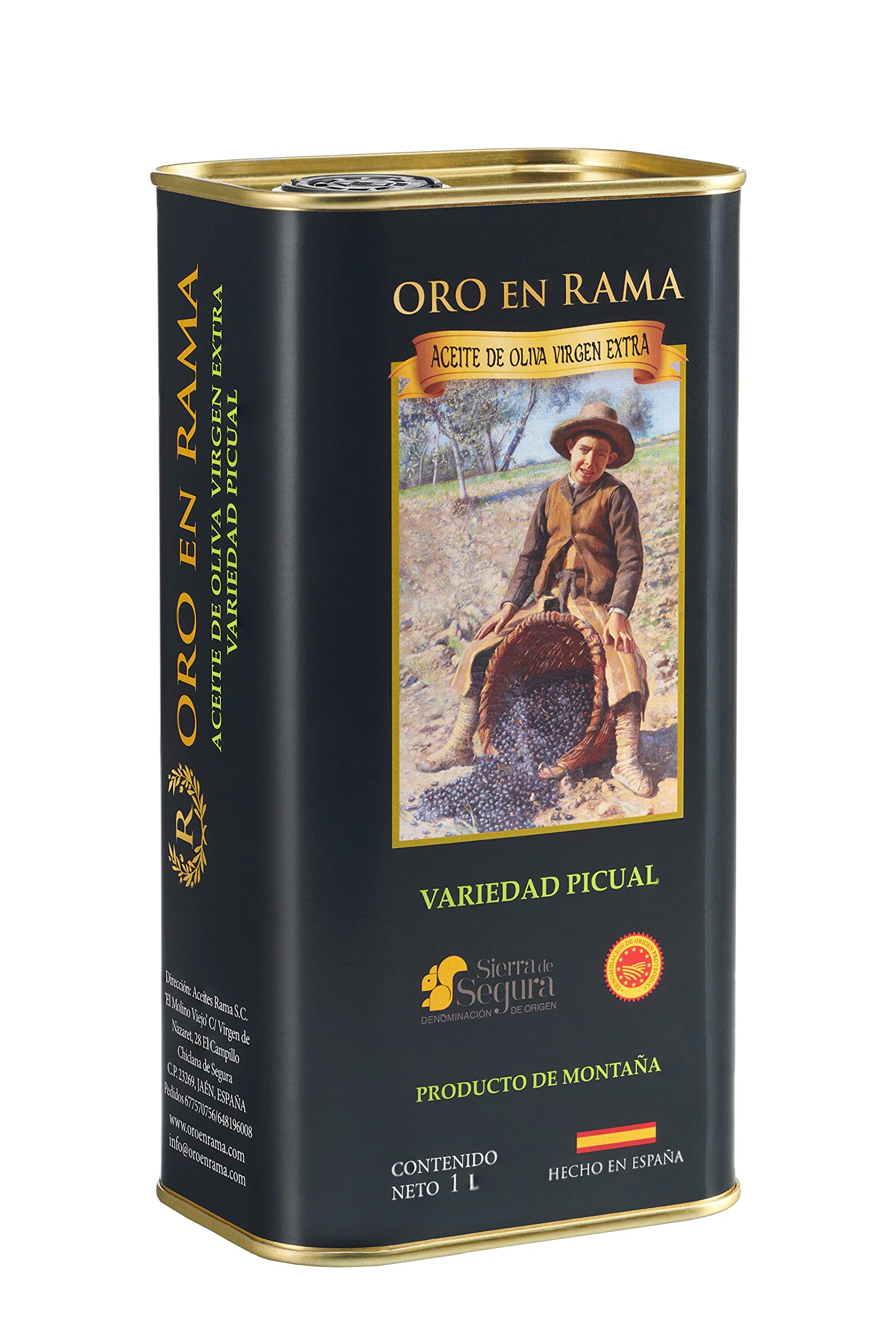 ORO EN RAMA | Aceite de Oliva Virgen Extra 100% Picual de Jaén | AOVE Premium de Primera Extracción en Frío | Aceite de olivar tradicional de montaña | DOP Sierra de Segura | NUEVA COSECHA 25/26 | 1L.