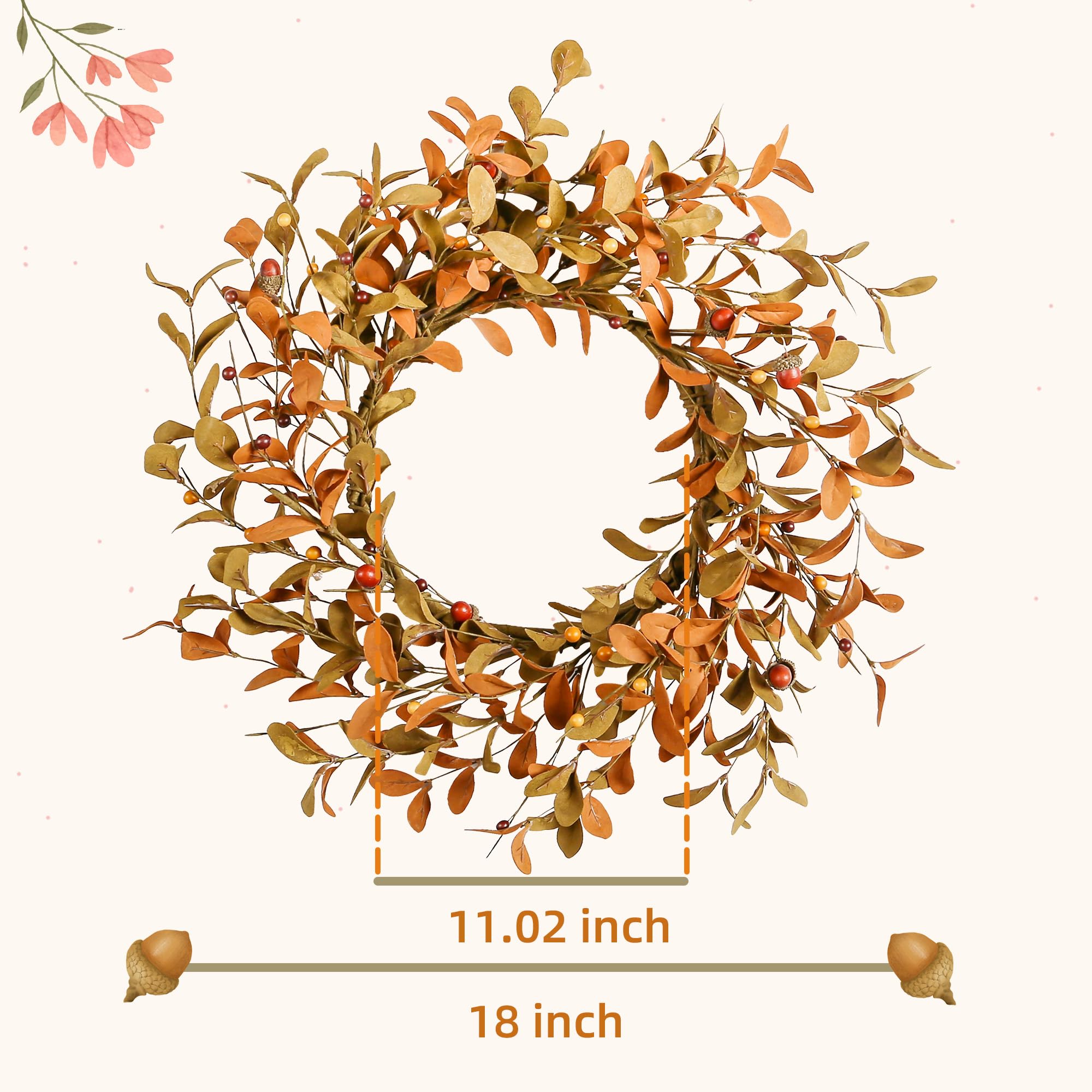 Couronne D'Automne 61 Cm – Dahlias, Camélias, Tournesols, Eucalyptus & Feuilles D'Érable Artificielles Pour Porte & Mur