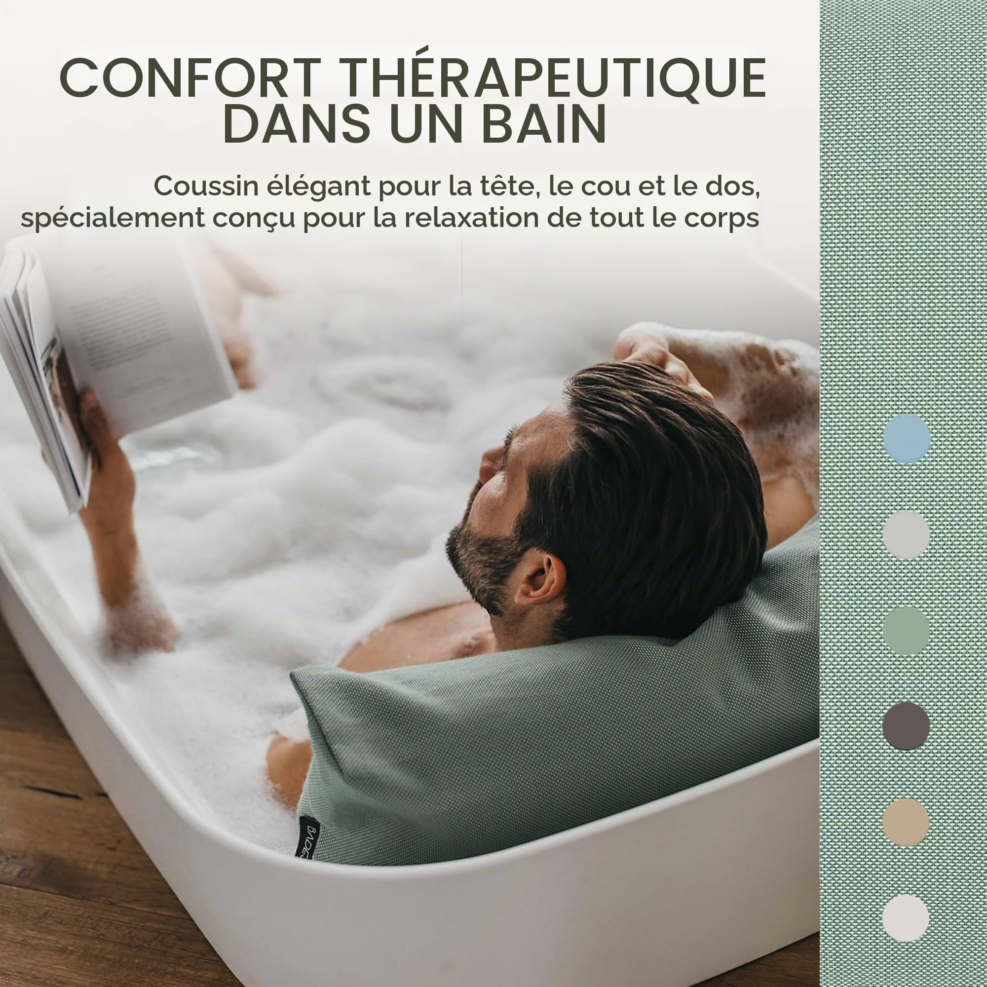 BADESOFA Premium Design Coussin de Bain Vert pour Appui-tête de Baignoire Support de Nuque Dos Petit