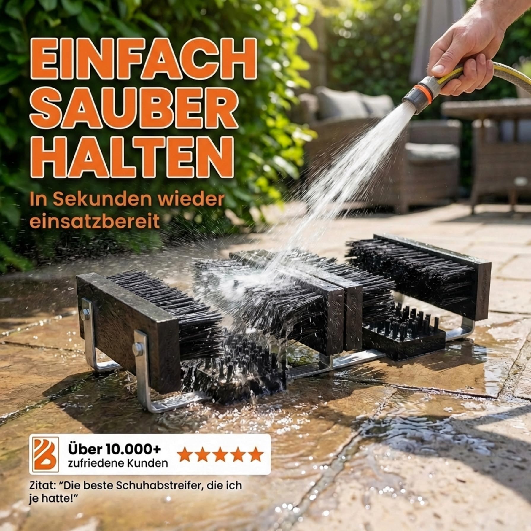 Borstelshop Schuhabstreifer mit Halterung - Fussabtreter Aussenbereich - Fußabtreter Außen - Schuhabstreifer Aussen Bürsten - Robuster Fußabstreifer - 60x30cm - Schwarz
