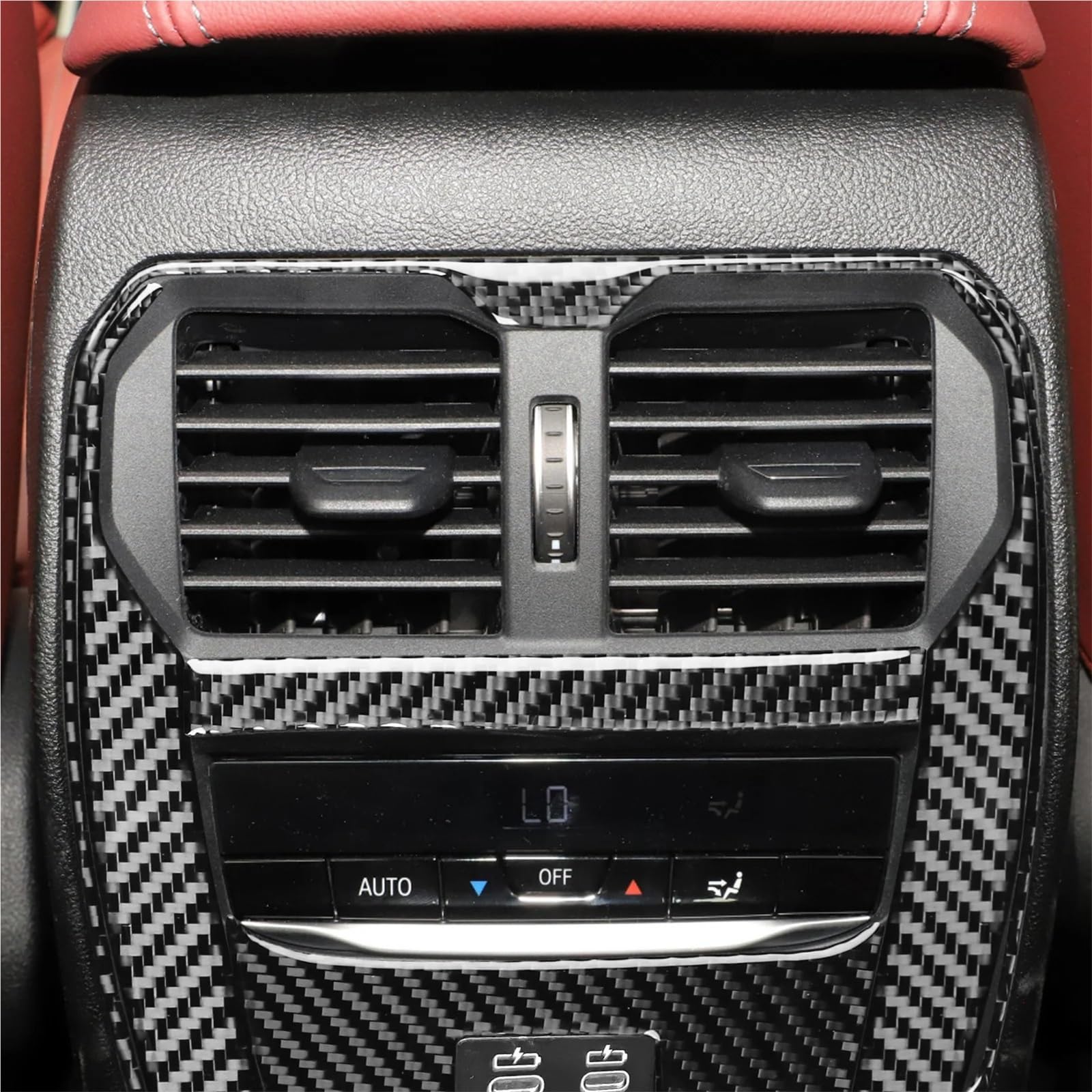 Folia na panel‌ Okleina skrzynia biegów‌ Pasuje do BMW serii 4 M4 2021+ Refit Carbon Fiber Tylny Panel Wylotu Klimatyzacji Naklejki Akcesoria Wewnętrzne(Black)