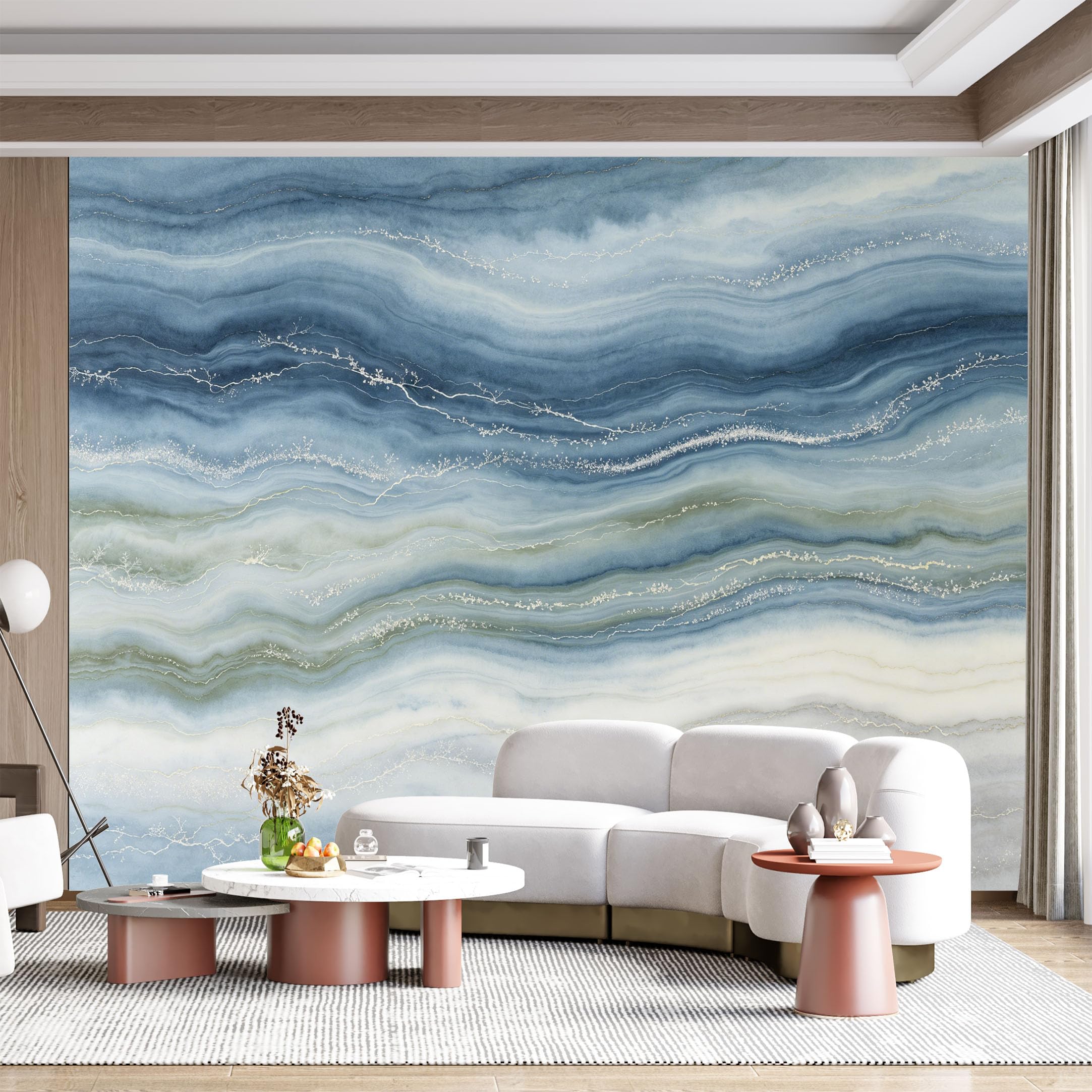 Custom Size Wall Mural Agate Abstract Marble Texture Watercolor Swirls SelfAdhesive Wall Fabric Removable for Home Office Decor