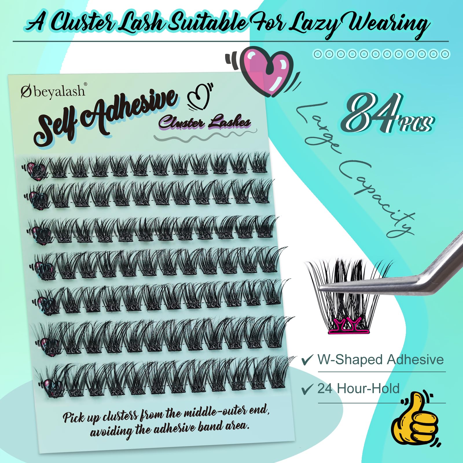 Self Adhesive Ciglia Finte Ciuffetti 84pcs Kit Extension Ciglia D Curl Pre Glued Eyelashes DIY Lash Extension Kit 8-14mm Ciuffetti Ciglia Extension Ciglia Volume (Y14 D Curl 8-14mix)