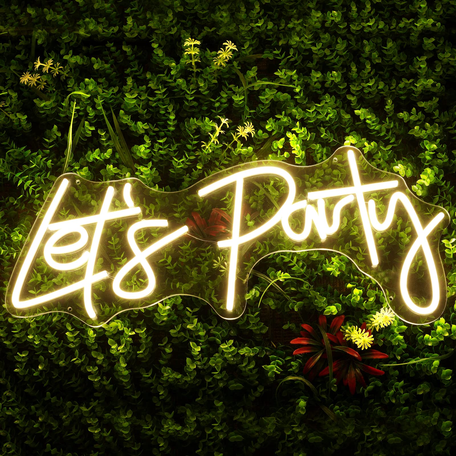 Let's Party Neon Signs for Wall Decor, Neon Lights Signs for Bedroom, Waterproof LED Signs for Party Wedding Store Bar Café (23 x 9.9 inch)